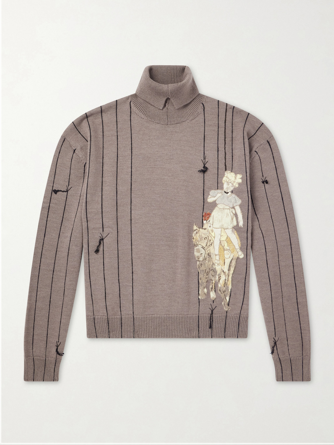Enfants Riches Déprimés Broken Rope Embroidered Merino Wool Turtleneck - Men