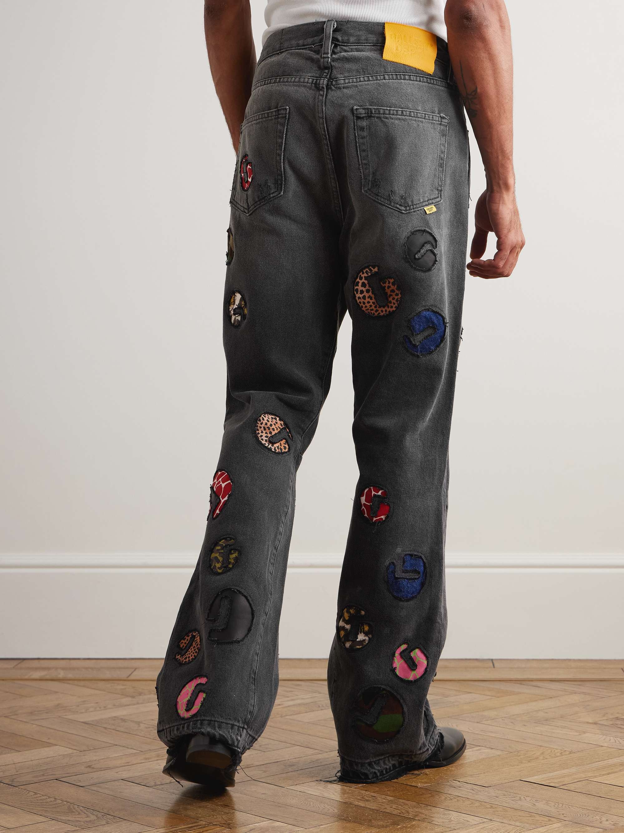 GALLERY DEPT. G-Time Flared Distressed Logo-Appliquéd Jeans for