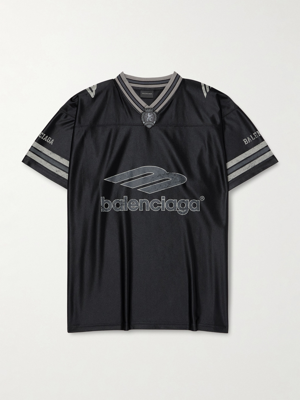 Balenciaga Logo-Print triped Appliquéd Jersey T-hirt - Men