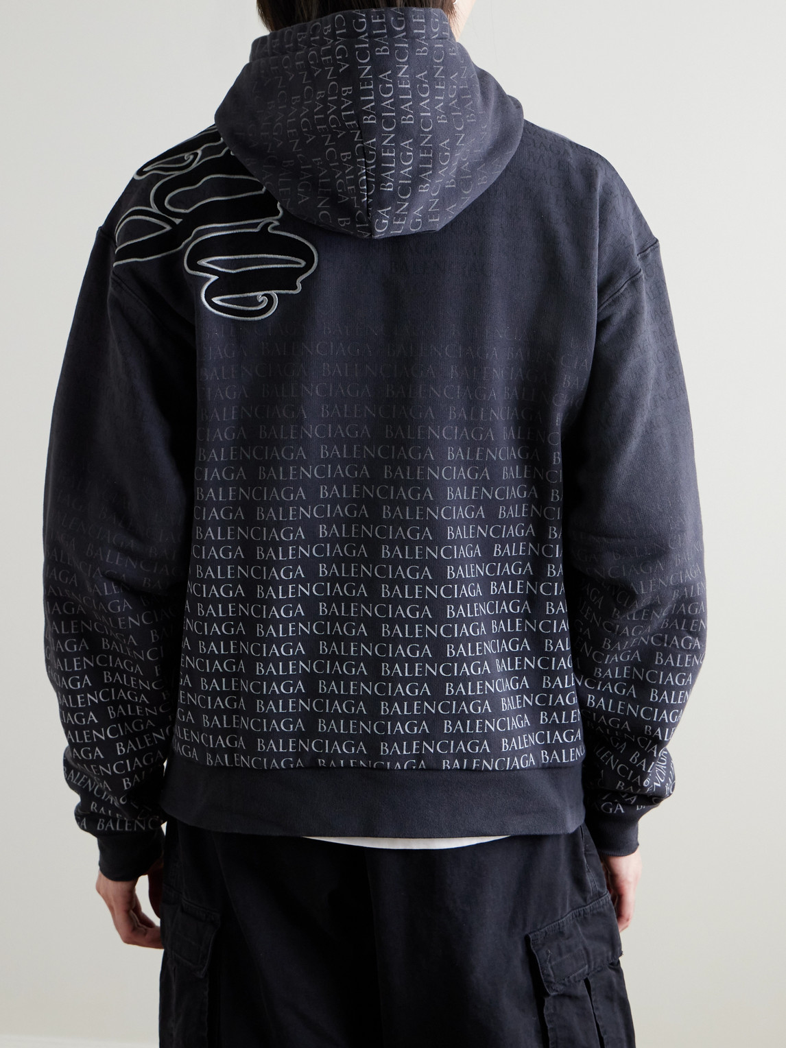 Oversized Logo-Appliquéd Printed Cotton-Jersey Zip-Up Hoodie