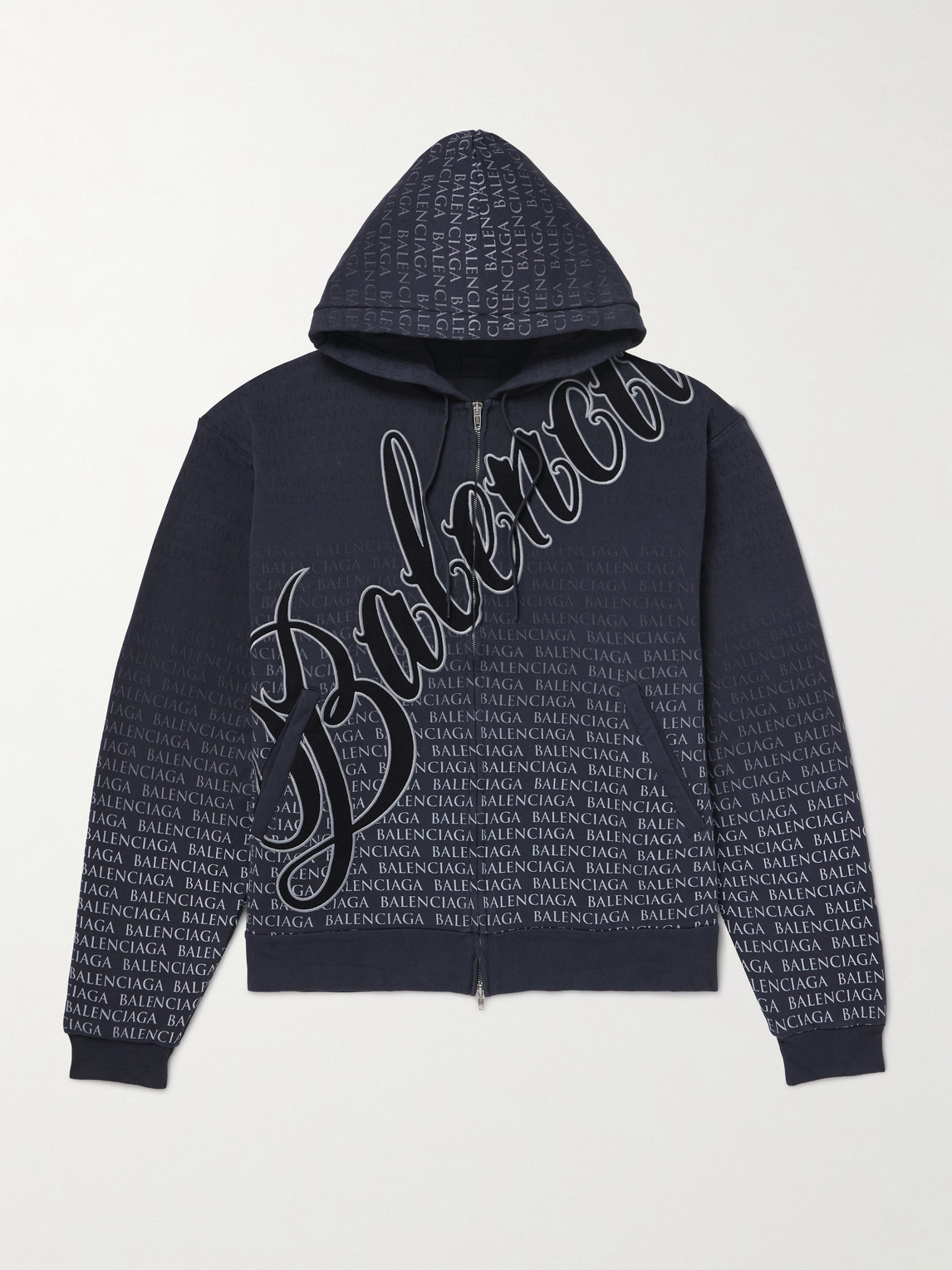 Balenciaga Oversized Logo-Appliquéd Printed Cotton-Jersey Zip-Up Hoodieen