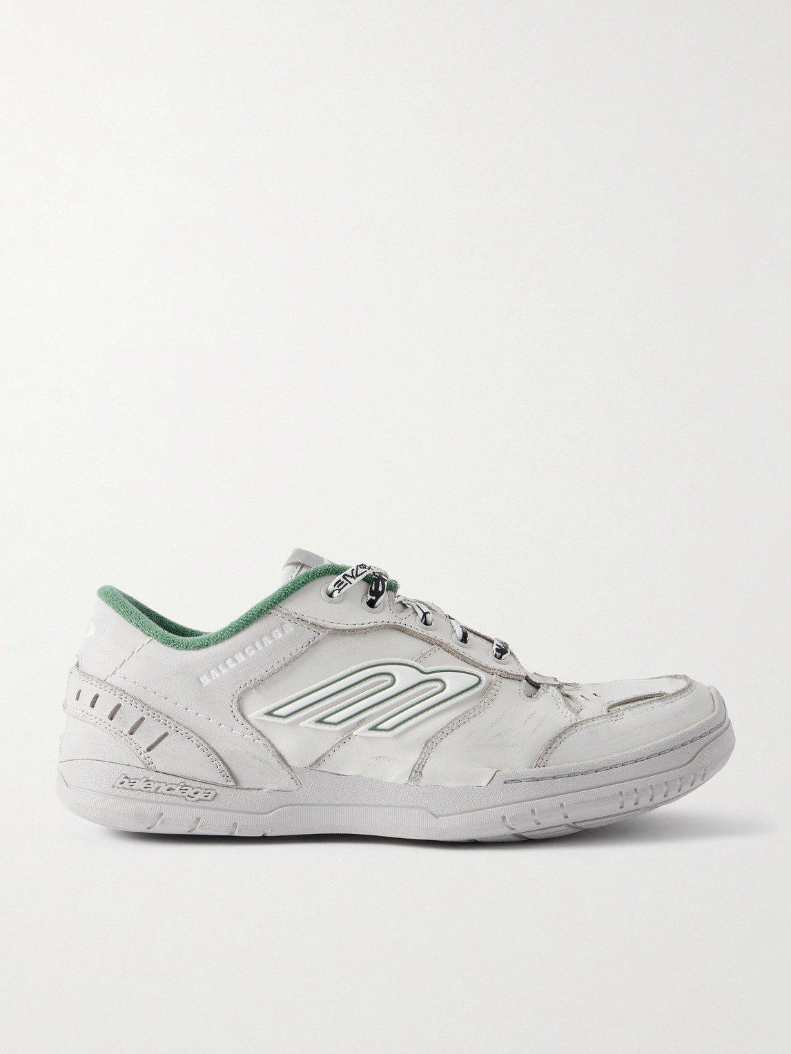 Balenciaga Hamptons Logo-Appliquéd Distressed Leather Sneakers EU 42