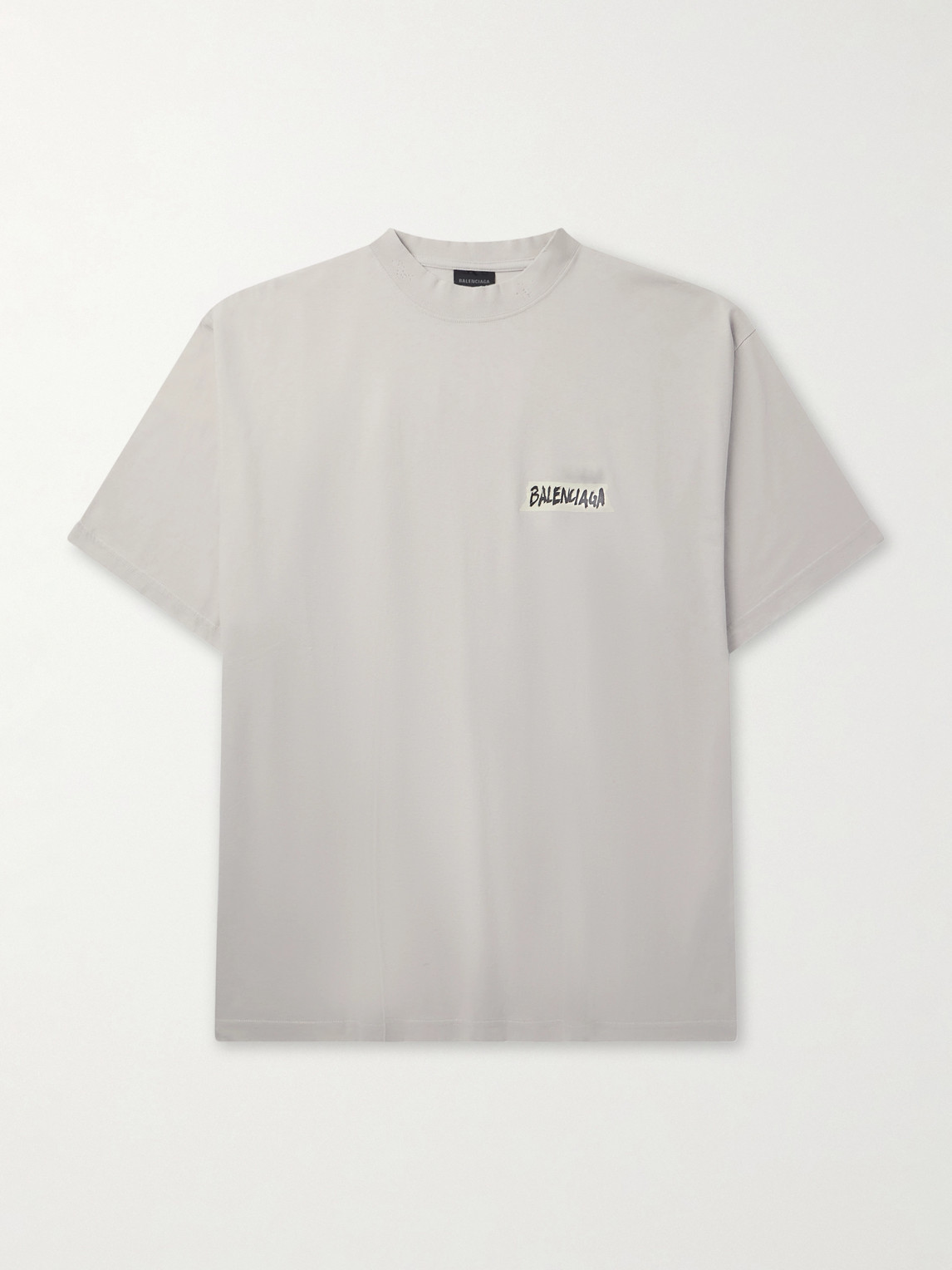 Balenciaga Oversized Logo-print Cotton-jersey T-shirt In Neutral