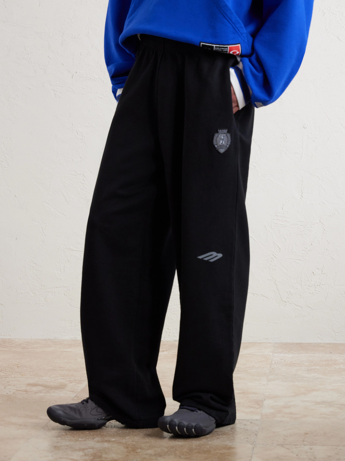 Wide-Leg Logo-Print Appliquéd Cotton-Jersey Sweatpants