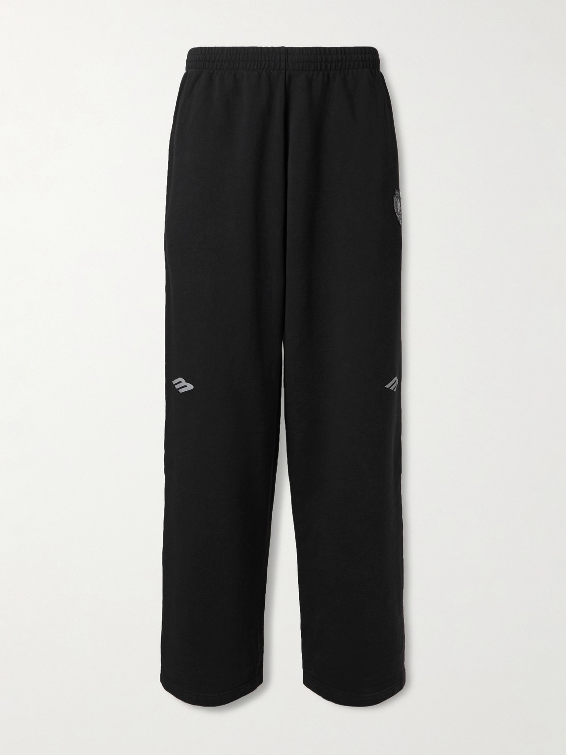 Balenciaga Wide-Leg Logo-Print Appliquéd Cotton-Jersey Sweatpantsen