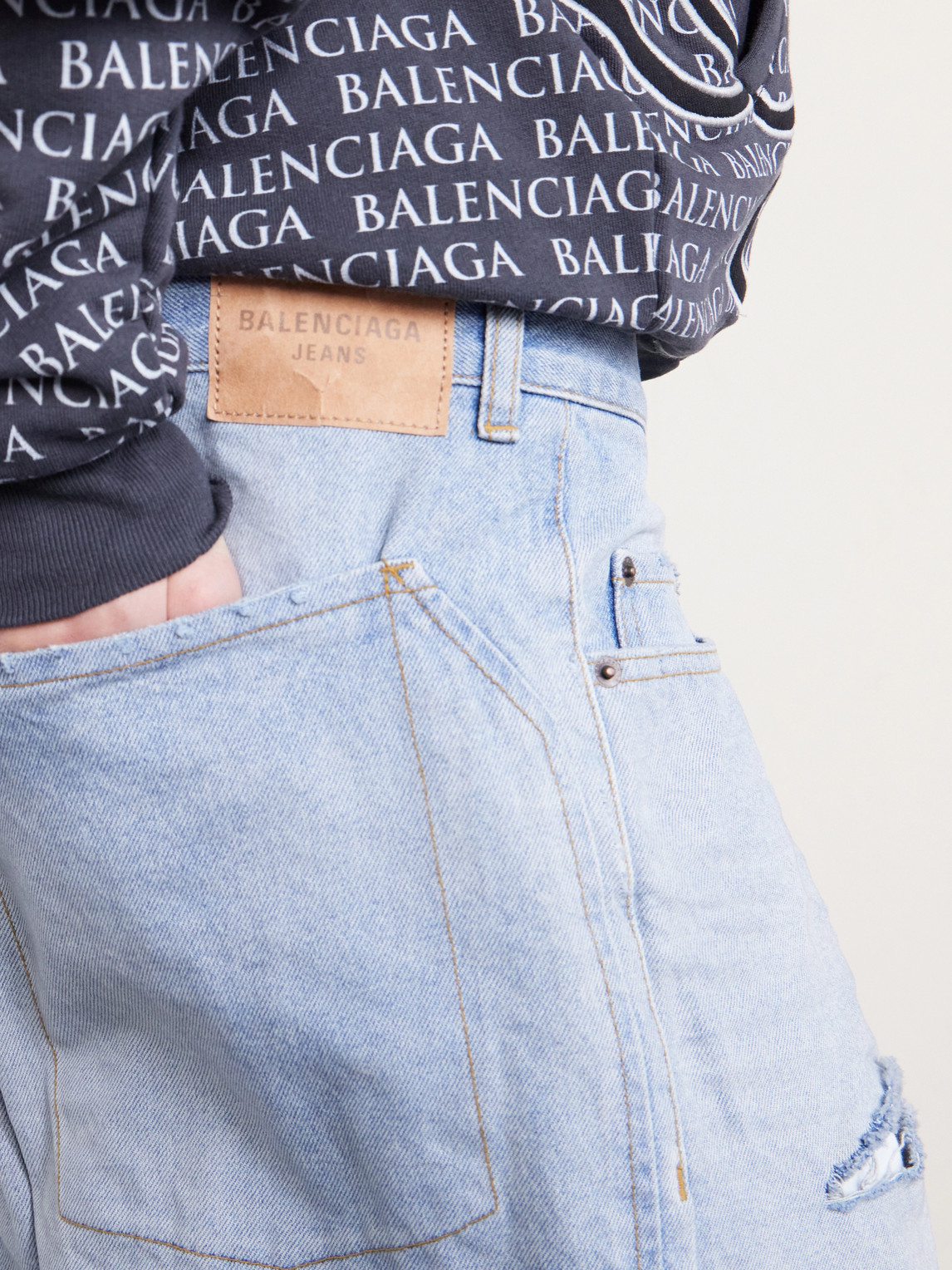 Wide-Leg Distressed Jeans