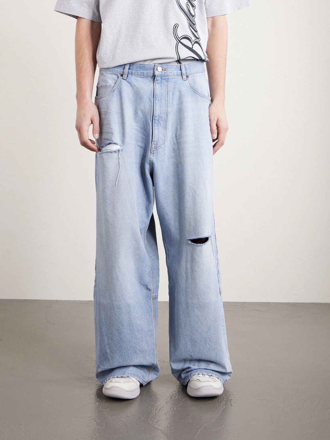  Balenciaga - Wide-leg Distressed Jeans - Men - Blue - S 