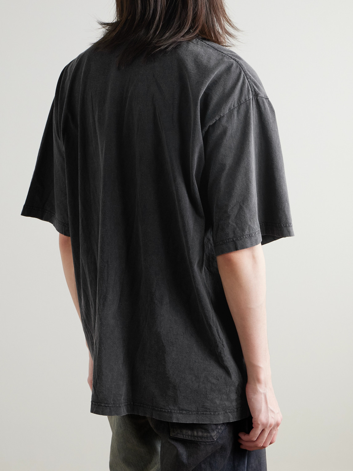 Distressed Logo-Print Cotton-Jersey T-Shirt