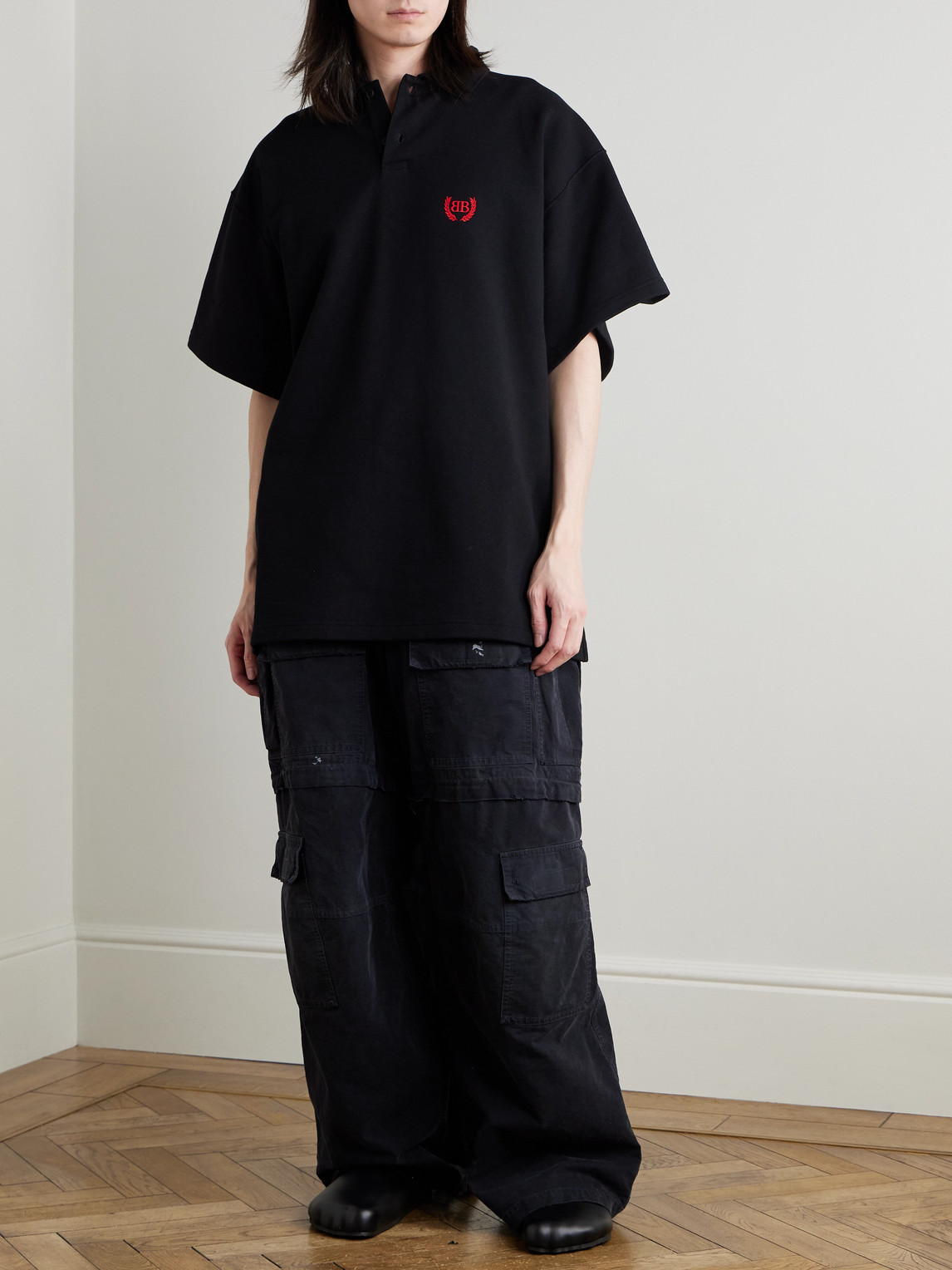 Oversized Logo-Embroidered Cotton Polo Shirt