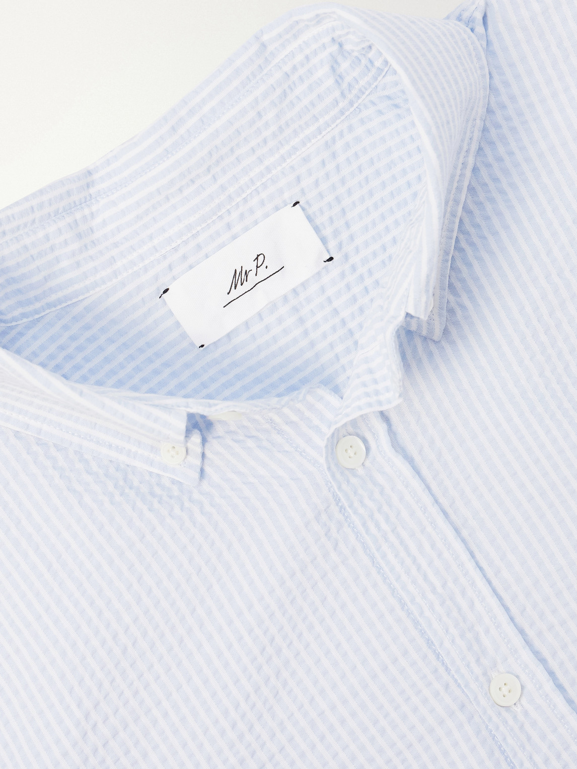 Mr P. - Button-Down Collar Striped Cotton-Seersucker Shirt