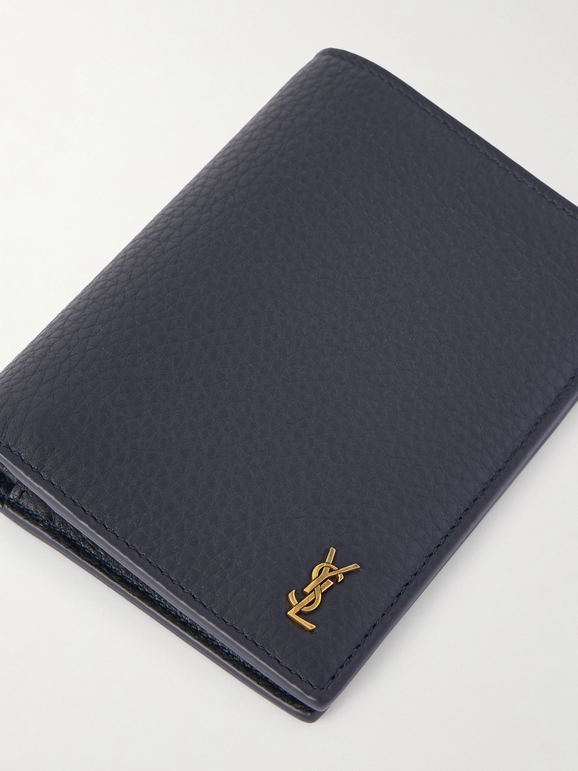 Saint Laurent Full-grain Leather Billfold Wallet In Blue