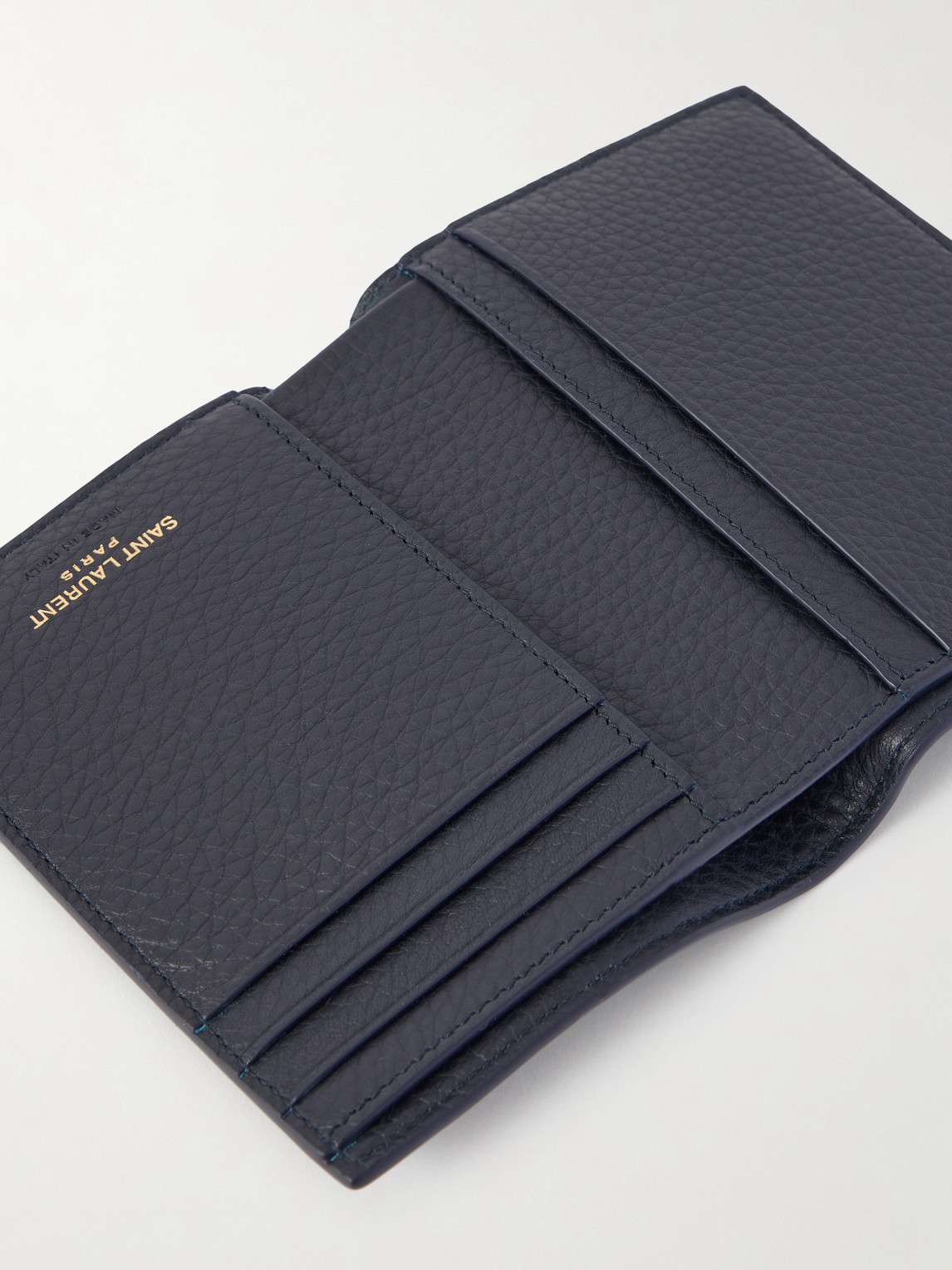 Saint Laurent Full-grain Leather Billfold Wallet In Blue