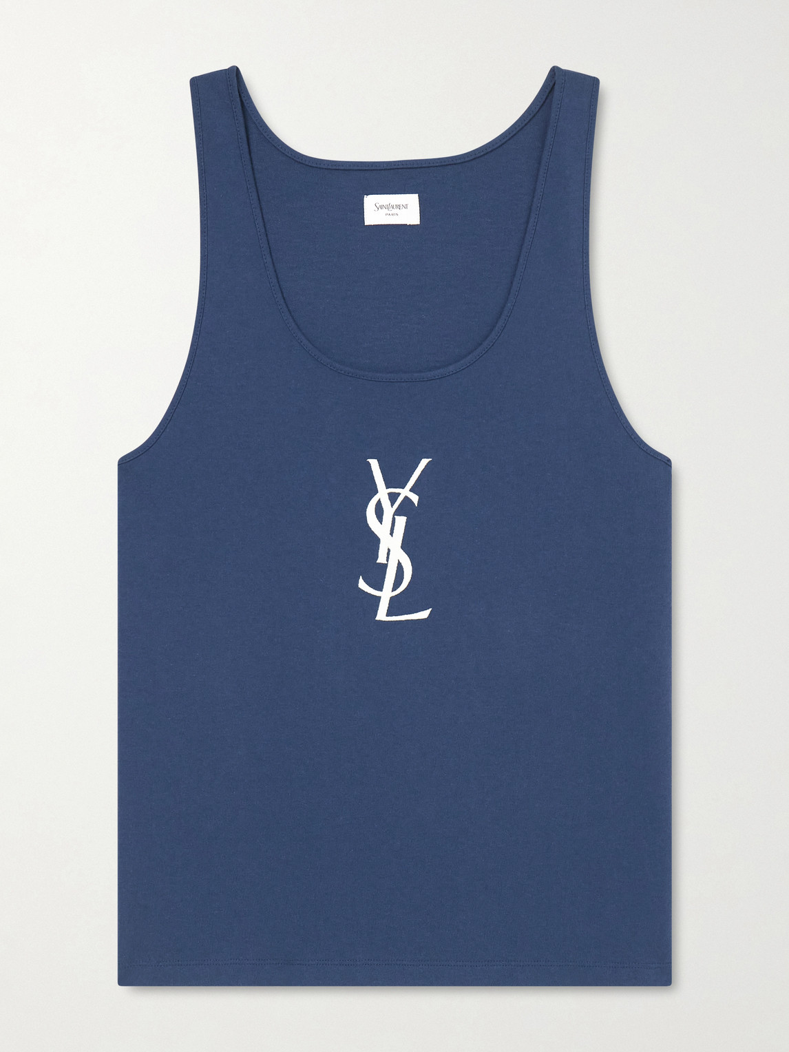 Saint Laurent Logo-Embroidered Cotton-Jersey Tank Top - Men
