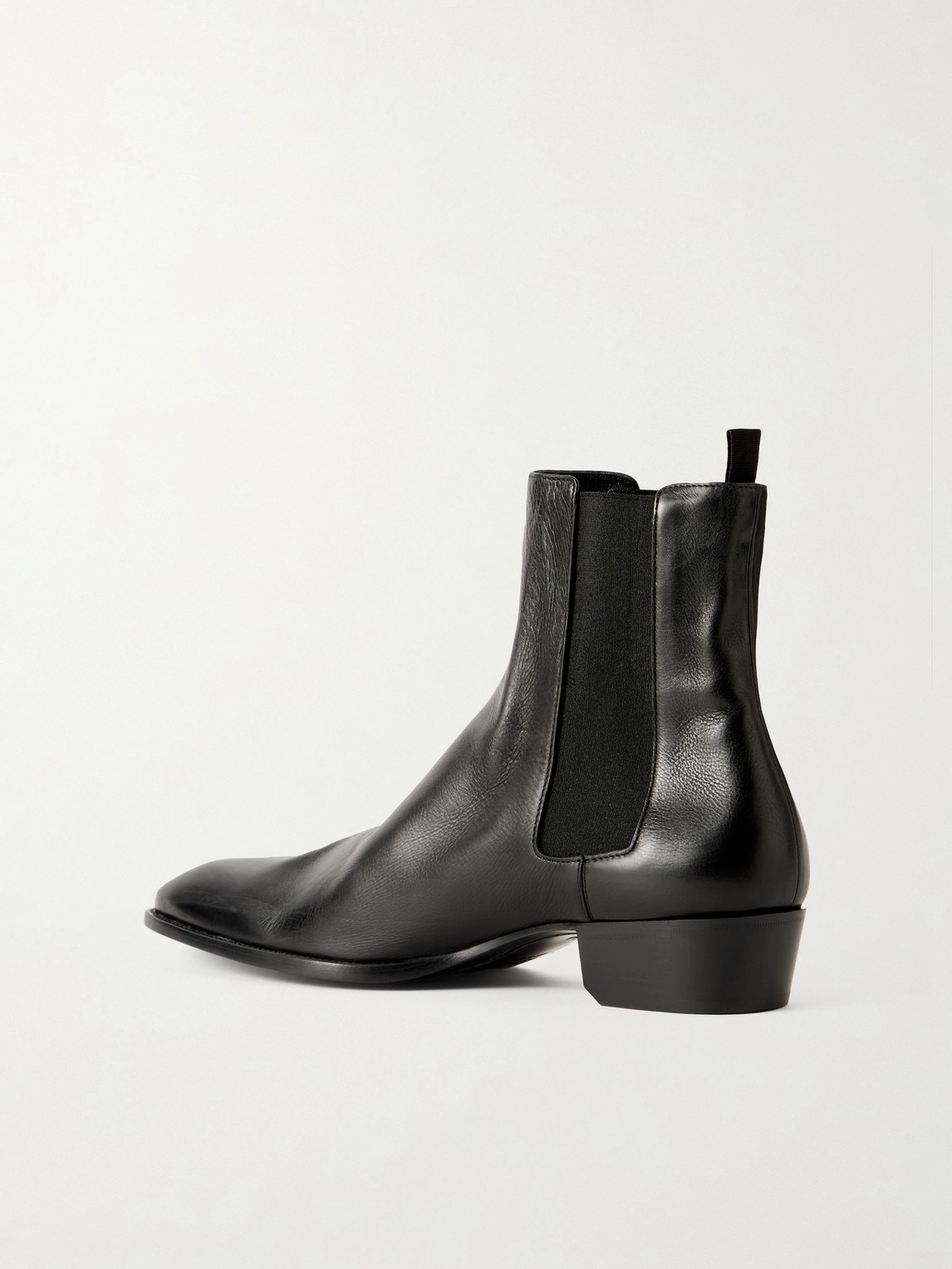 Saint Laurent Leather Chelsea Stanton Ankle Boots Low Heel In Black