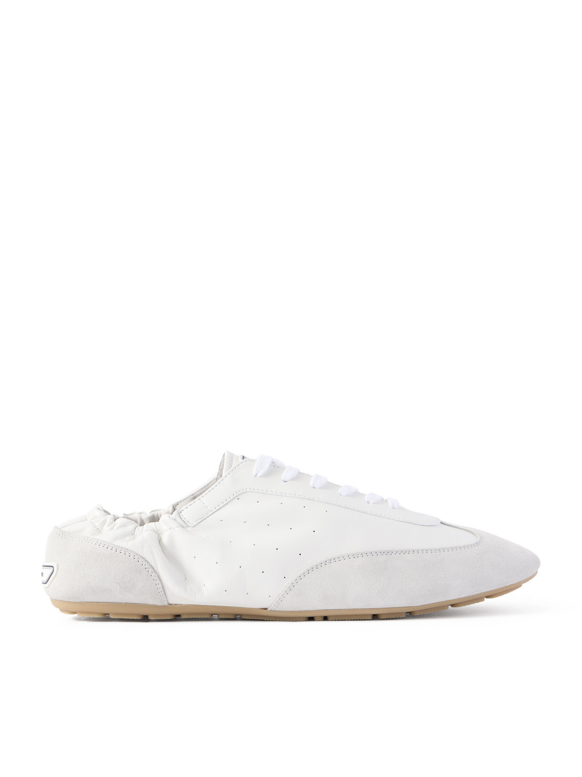 Saint Laurent Lewis Suede And Full-grain Leather Sneakers In White
