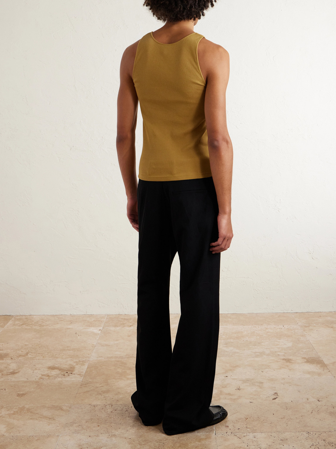  Saint Laurent - Logo-embroidered Ribbed Cotton Tank Top - Men - Brown - S 