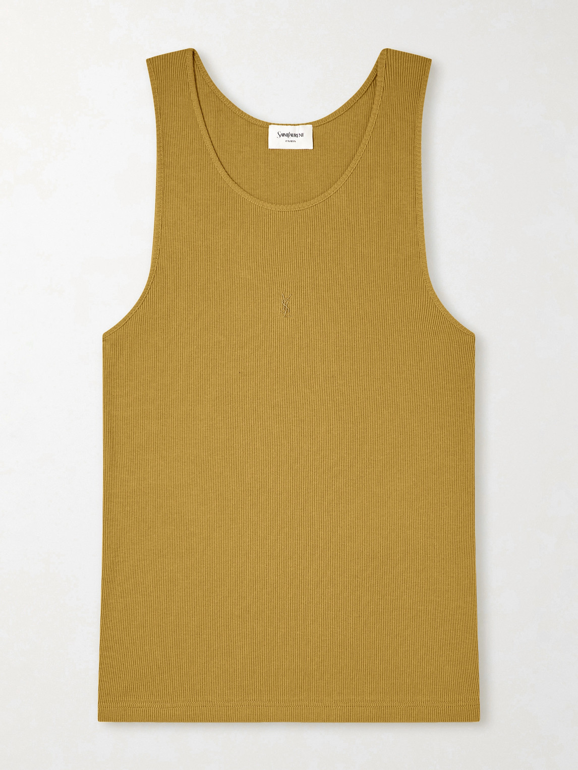 Saint Laurent Logo-Embroidered Ribbed Cotton Tank Top - Men