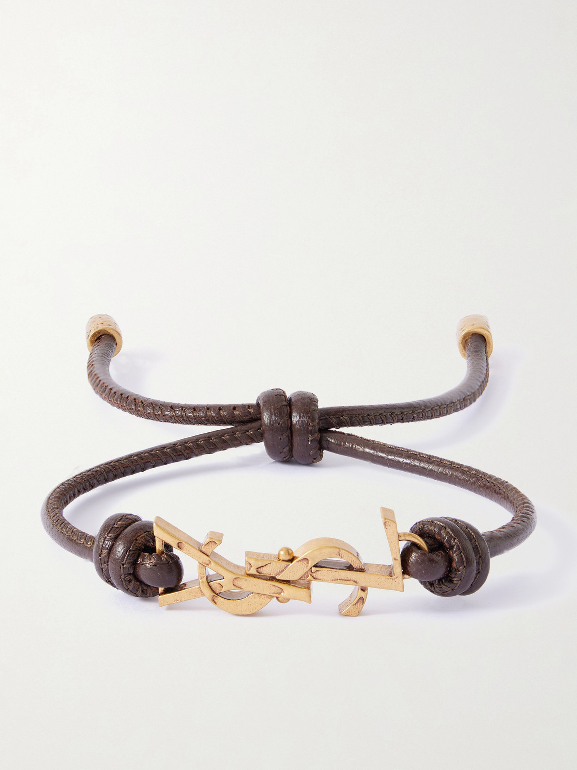 Saint Laurent Gold-Tone and Leather Bracelet - Men