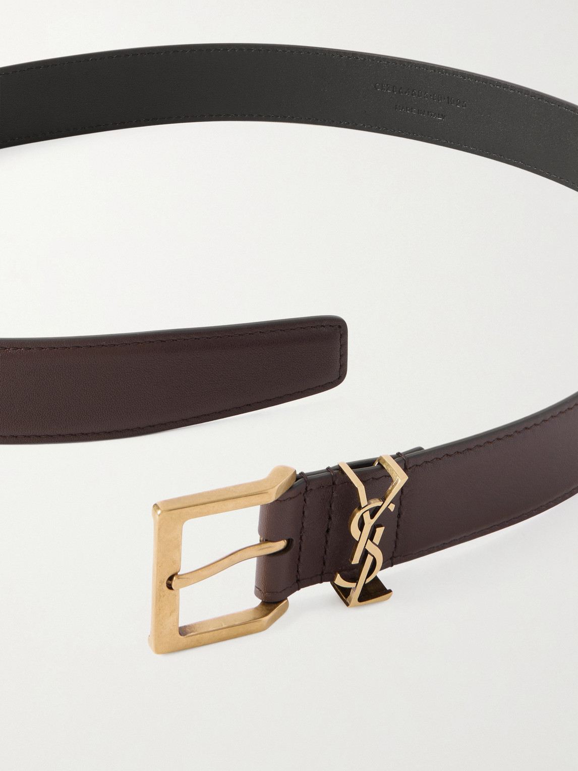  Saint Laurent - 3cm Leather Belt - Men - Burgundy - Eu 80 