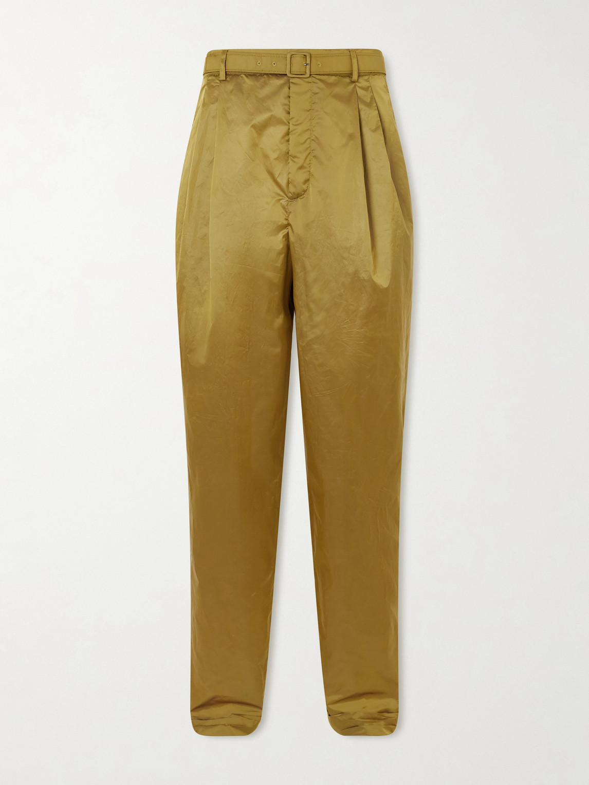 Saint Laurent Tapered Belted Pleated Shell Trousers IT 46