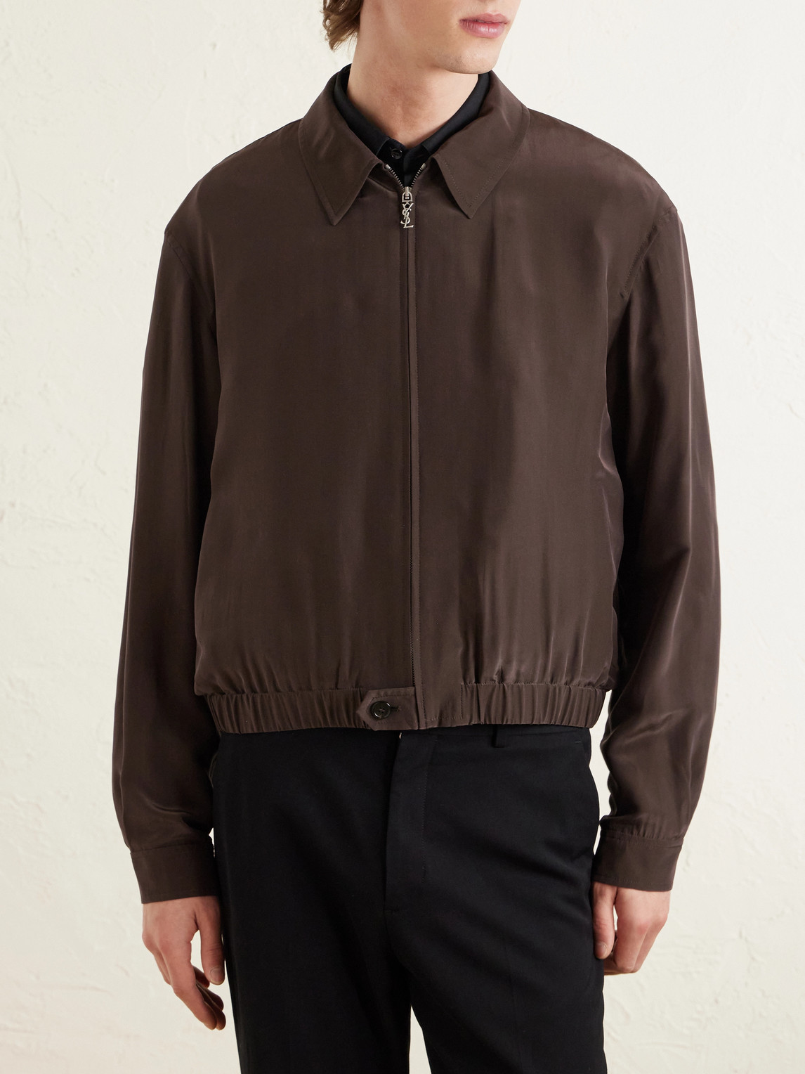  Saint Laurent - Satin Blouson Jacket - Men - Brown - It 48 