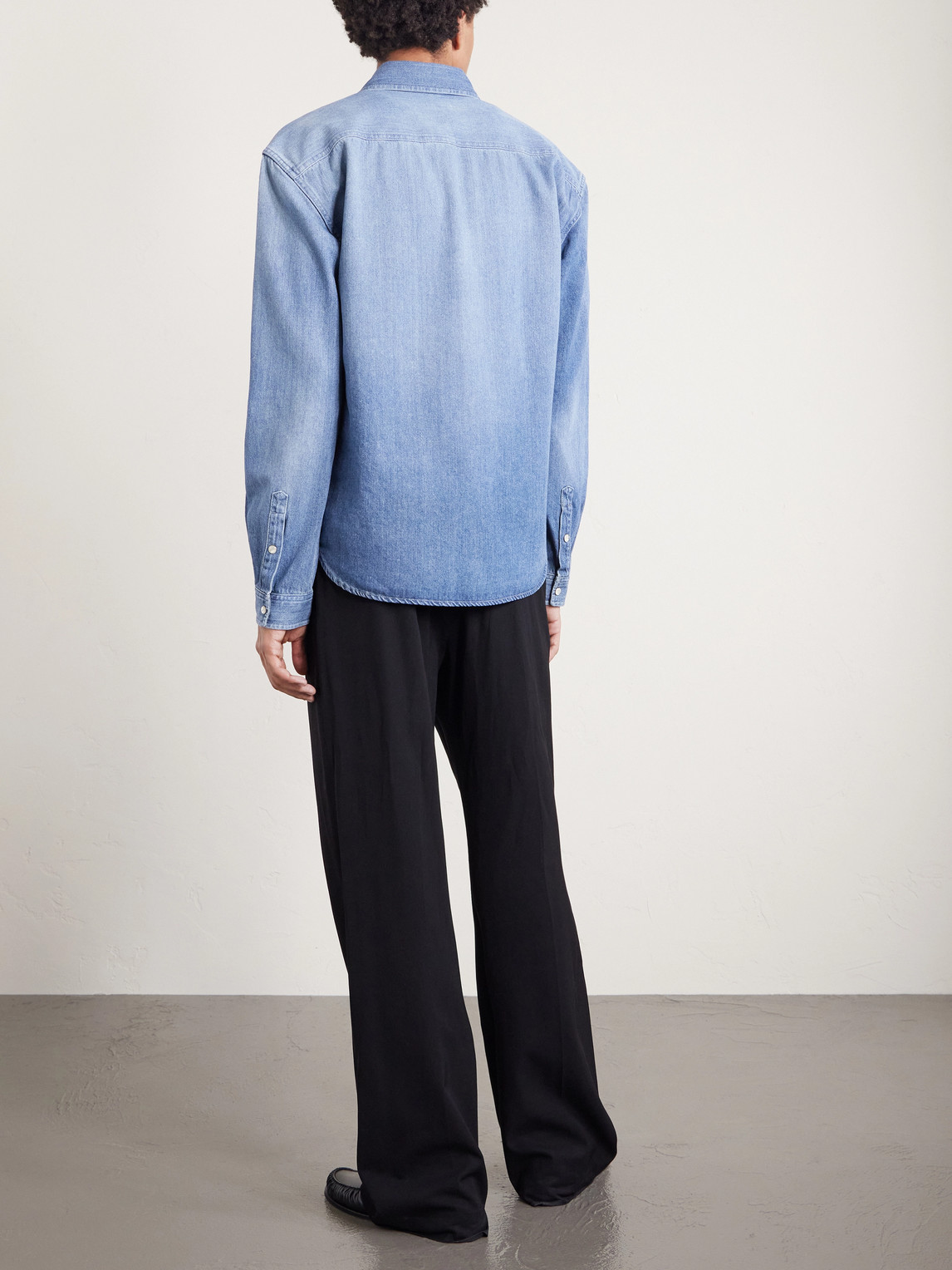  Saint Laurent - Logo-embroidered Denim Shirt - Men - Blue - S 