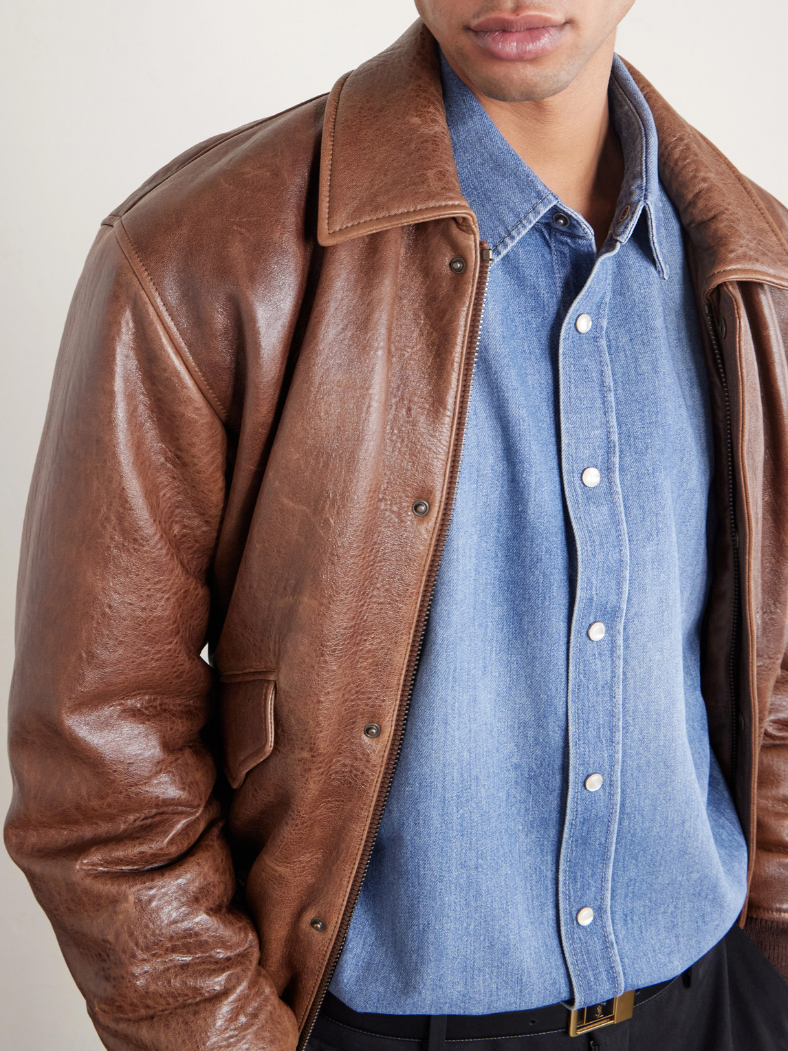 Logo-Embroidered Denim Shirt