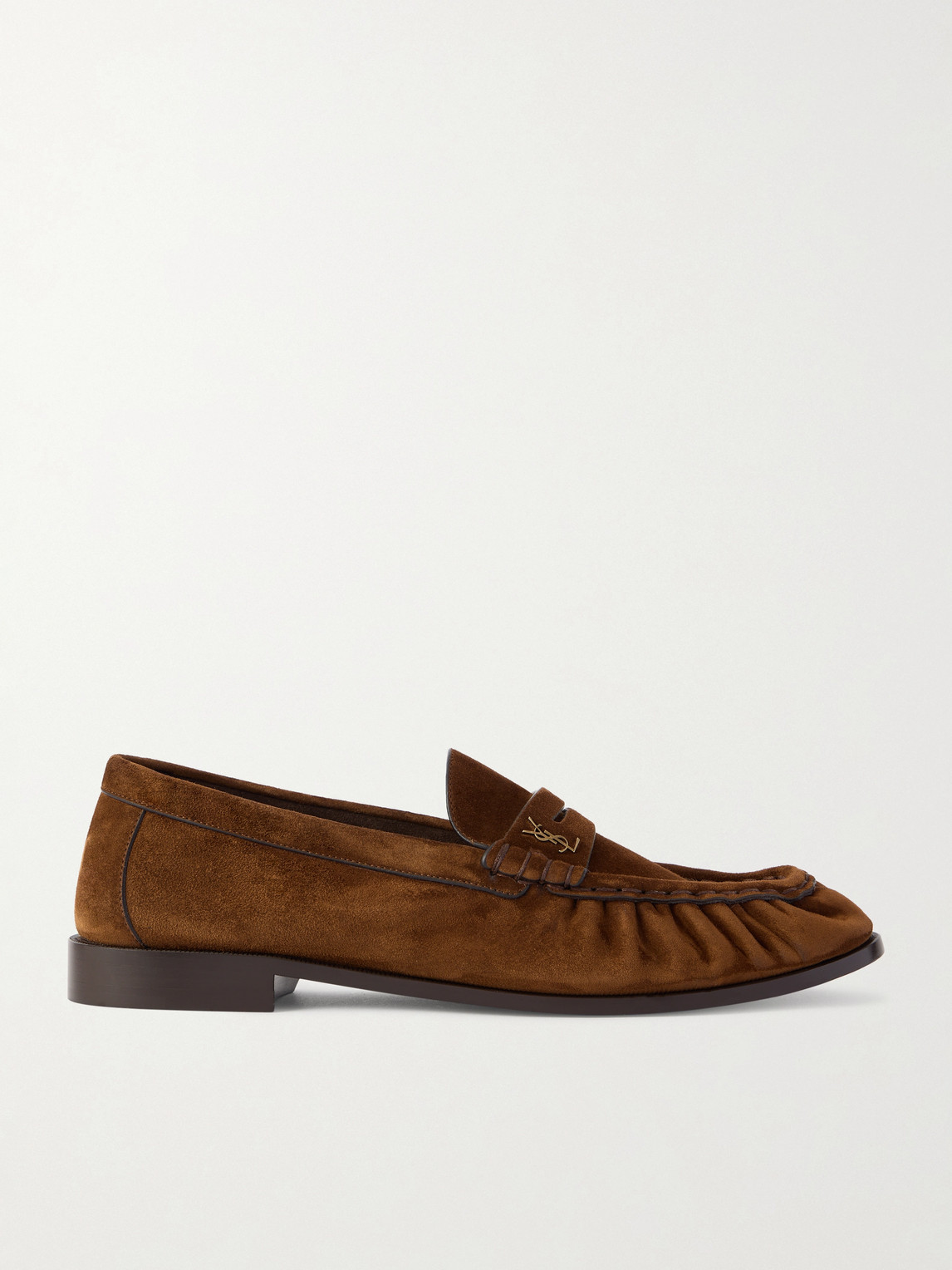 Saint Laurent Le Loafer Monogram Logo-Appliquéd Suede Penny Loafers - Men