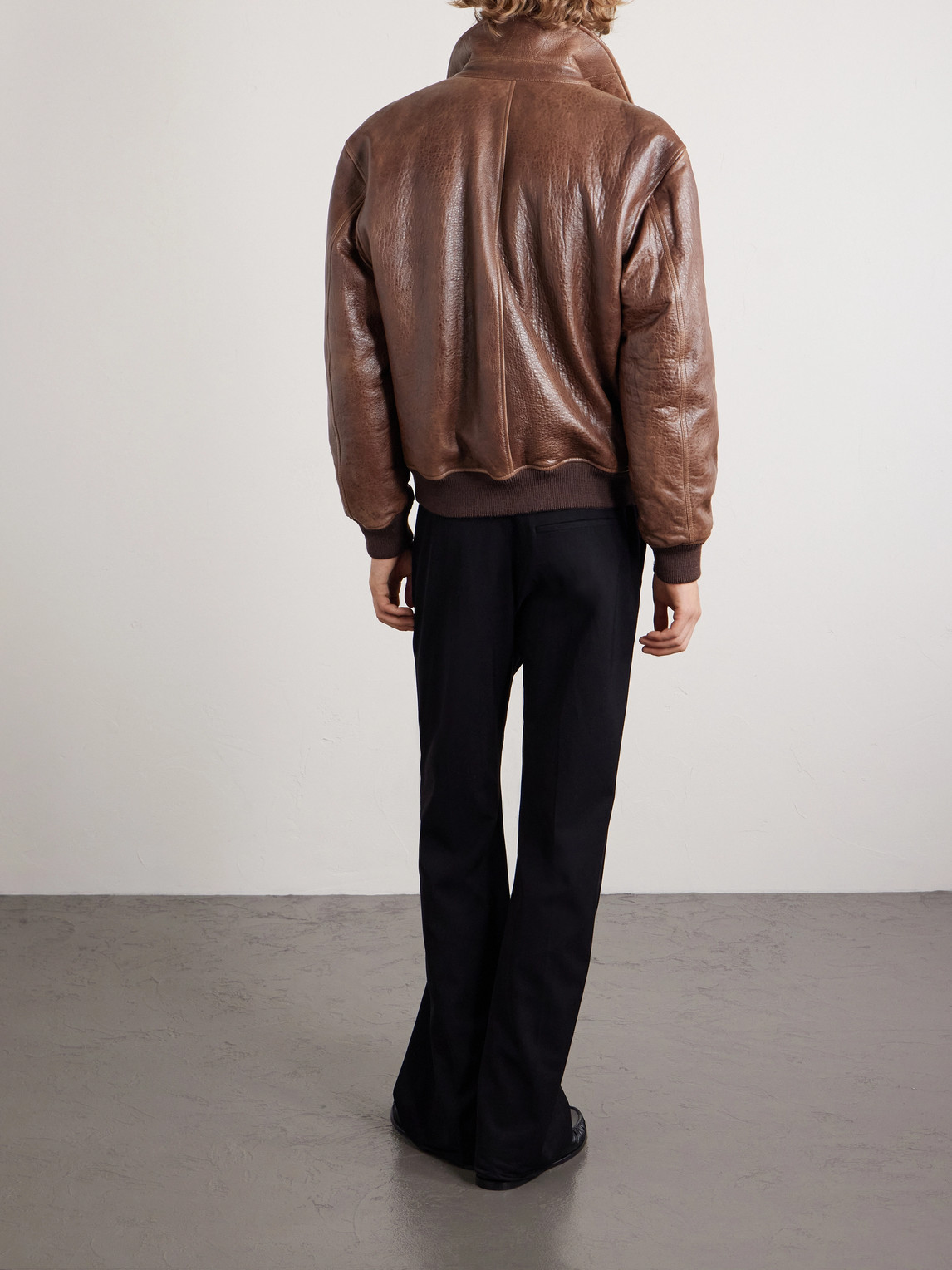  Saint Laurent - Leather Bomber Jacket - Men - Brown - It 48 