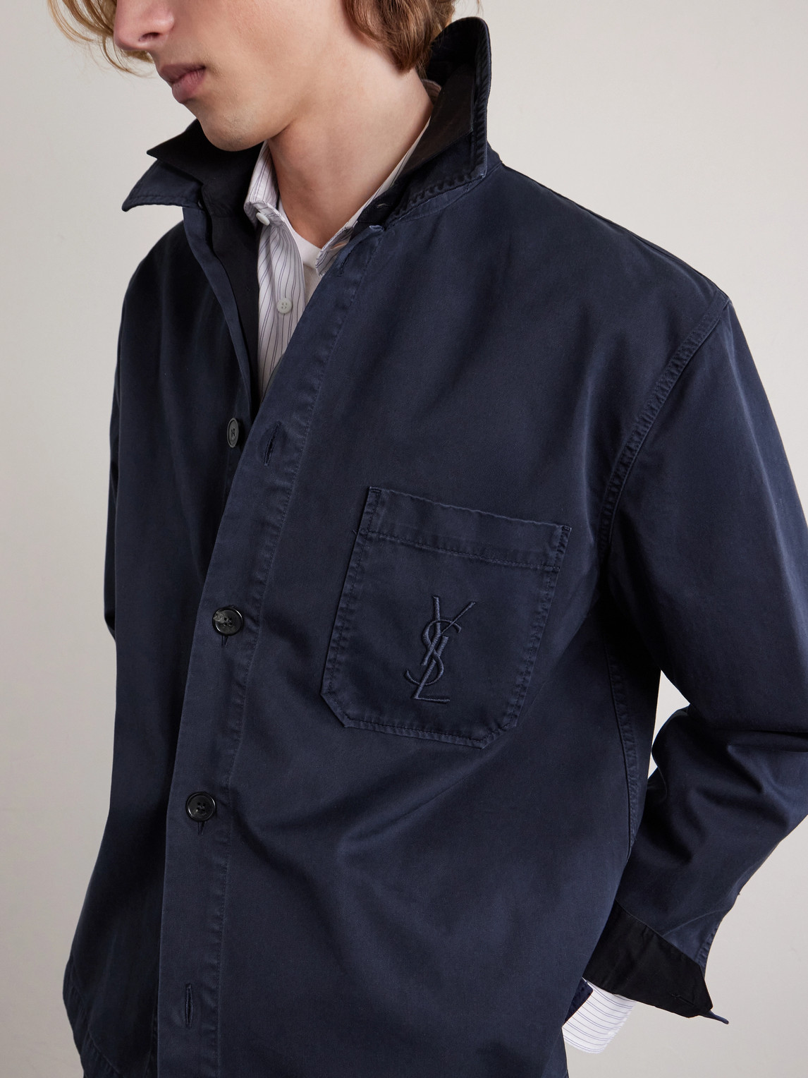 Logo-Embroidered Cotton-Twill Overshirt