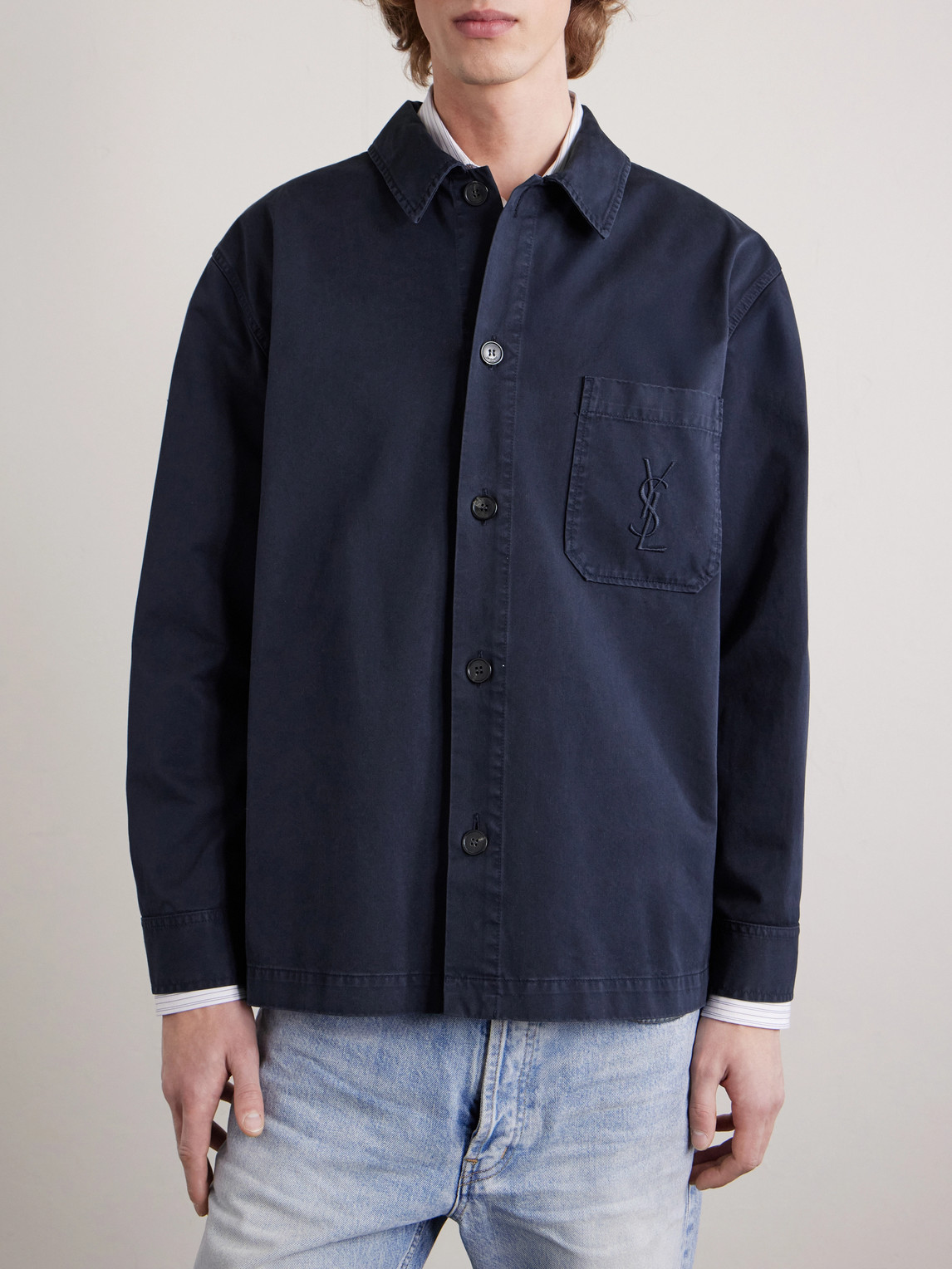 Logo-Embroidered Cotton-Twill Overshirt