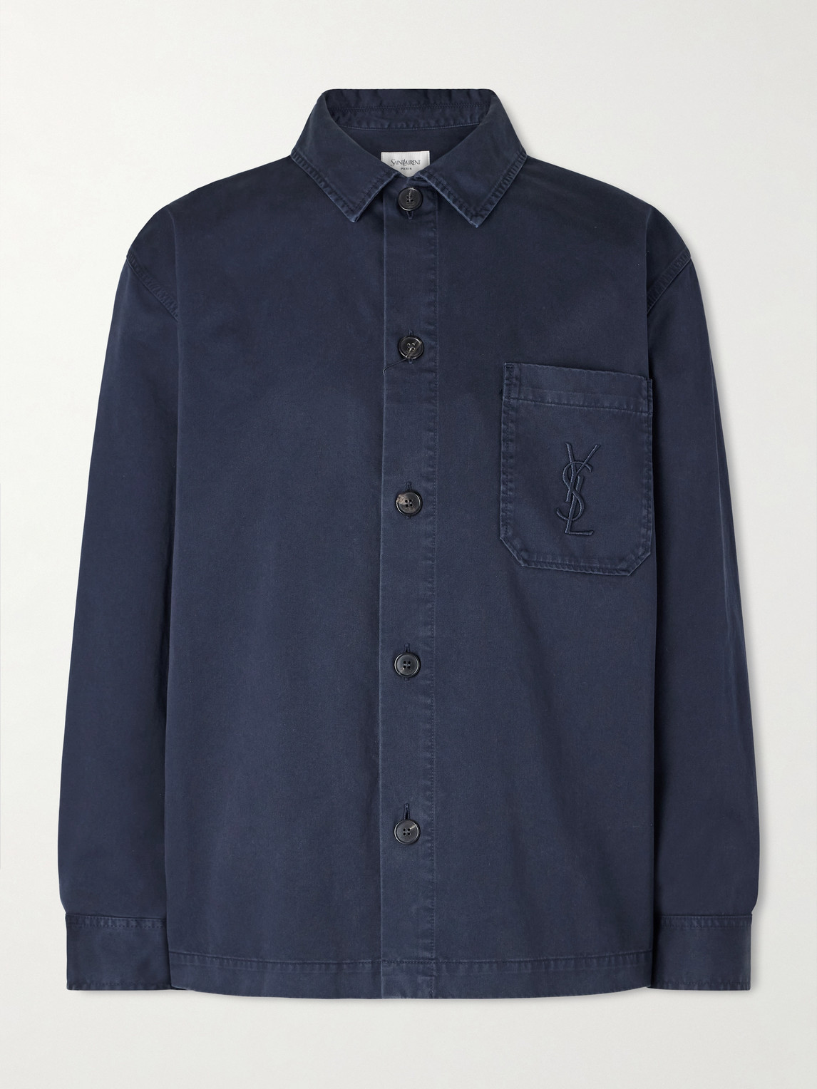 Saint Laurent Logo-Embroidered Cotton-Twill Overshirt - Men