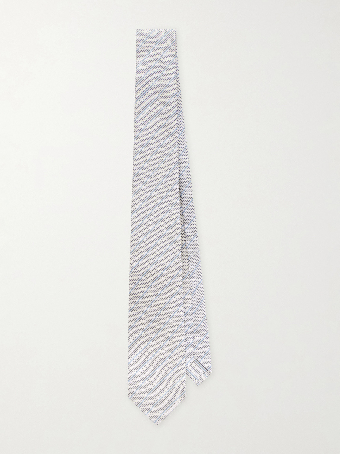 Saint Laurent 7cm Striped Silk-voile Tie In Neutral