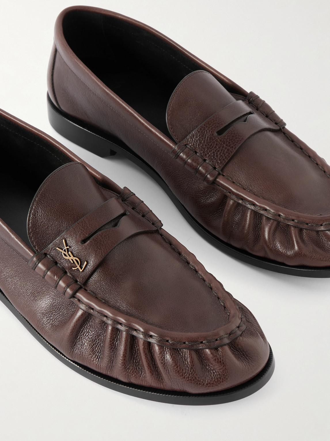 Saint Laurent Le Loafer Supple Leather Penny Loafers In Brown