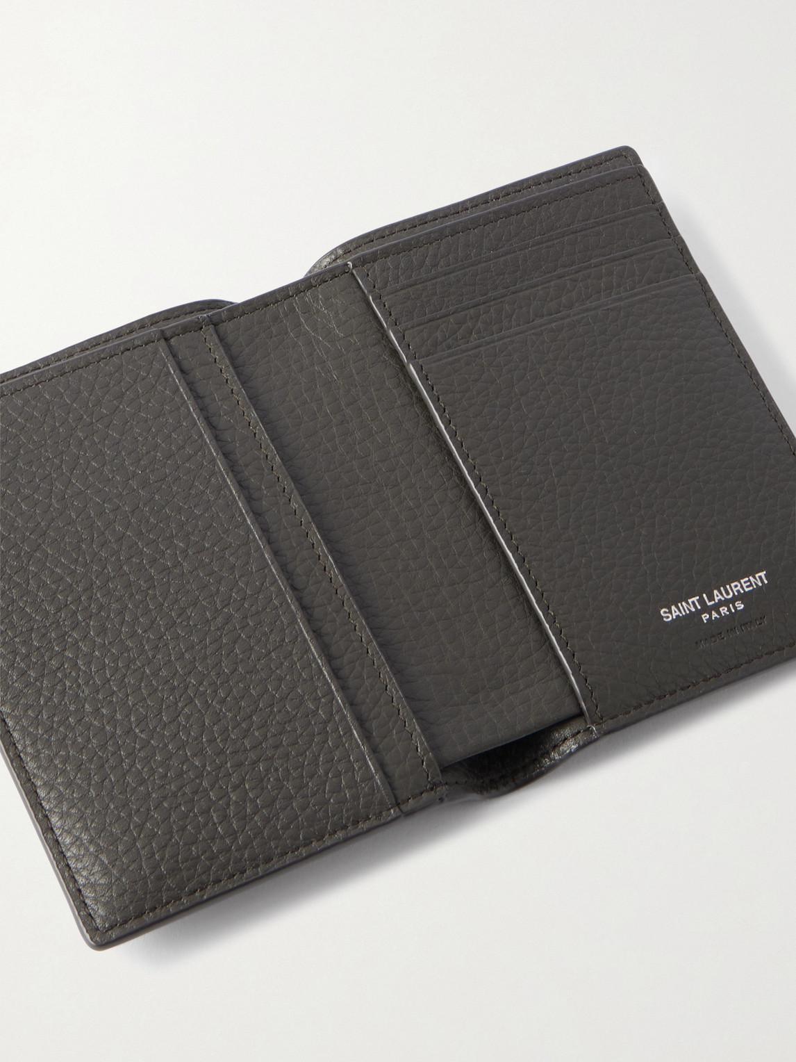Saint Laurent Logo-appliquéd Full-grain Leather Billfold Wallet In Black