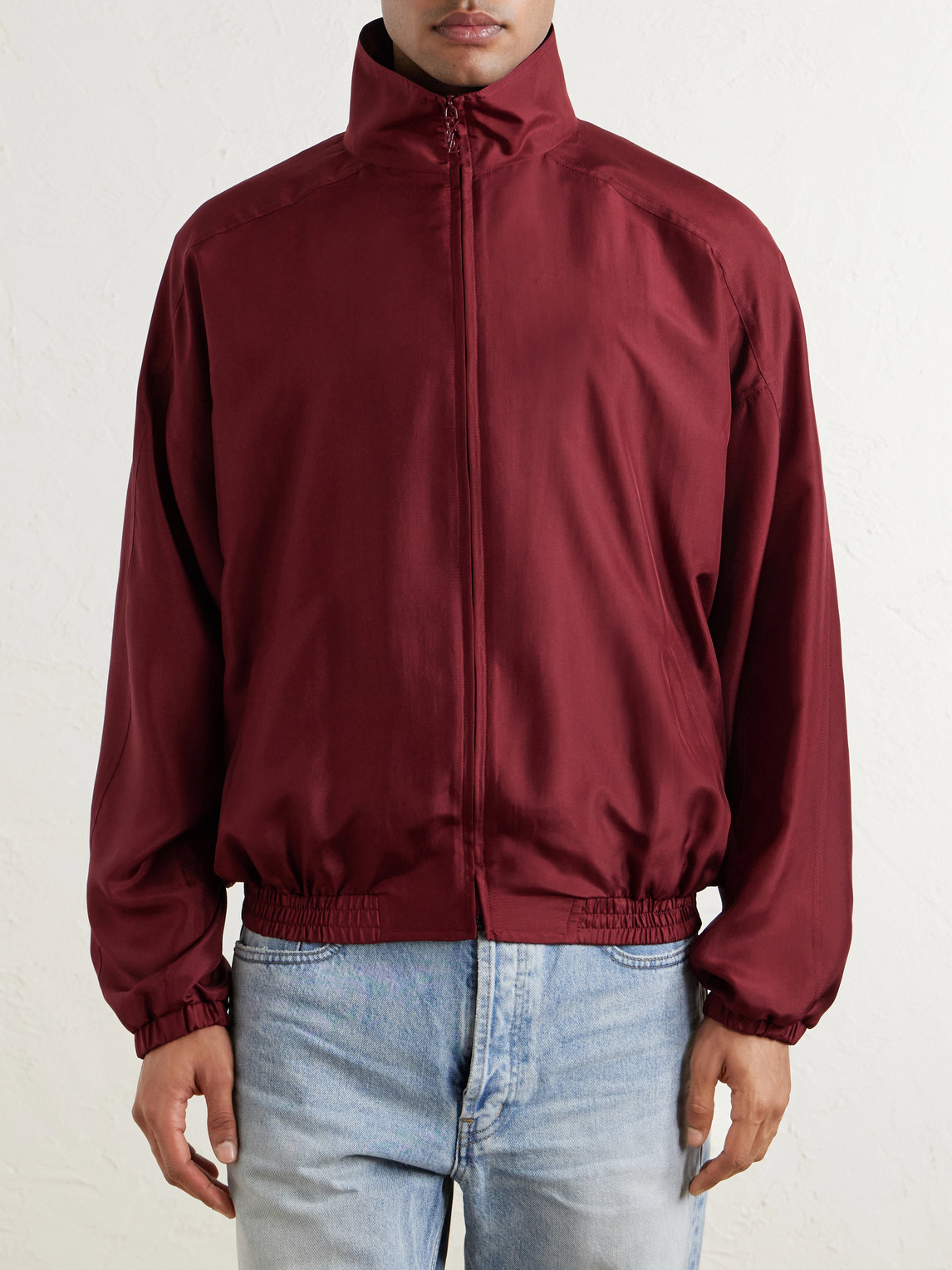  Saint Laurent - Silk-habotai Blouson Jacket - Men - Red - It 42 