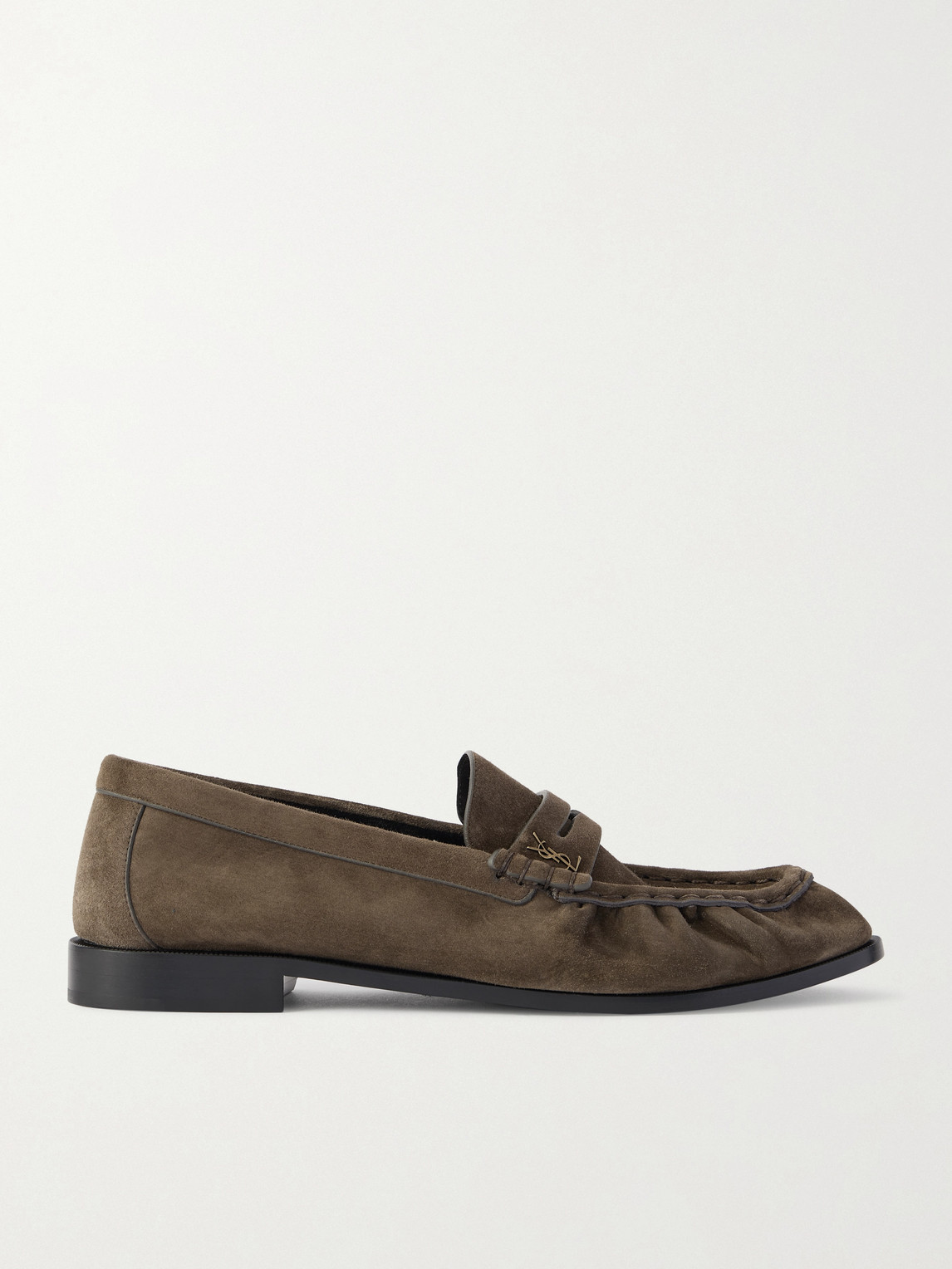 Saint Laurent Le Loafer Monogram Logo-Appliquéd Suede Penny Loafers - Men