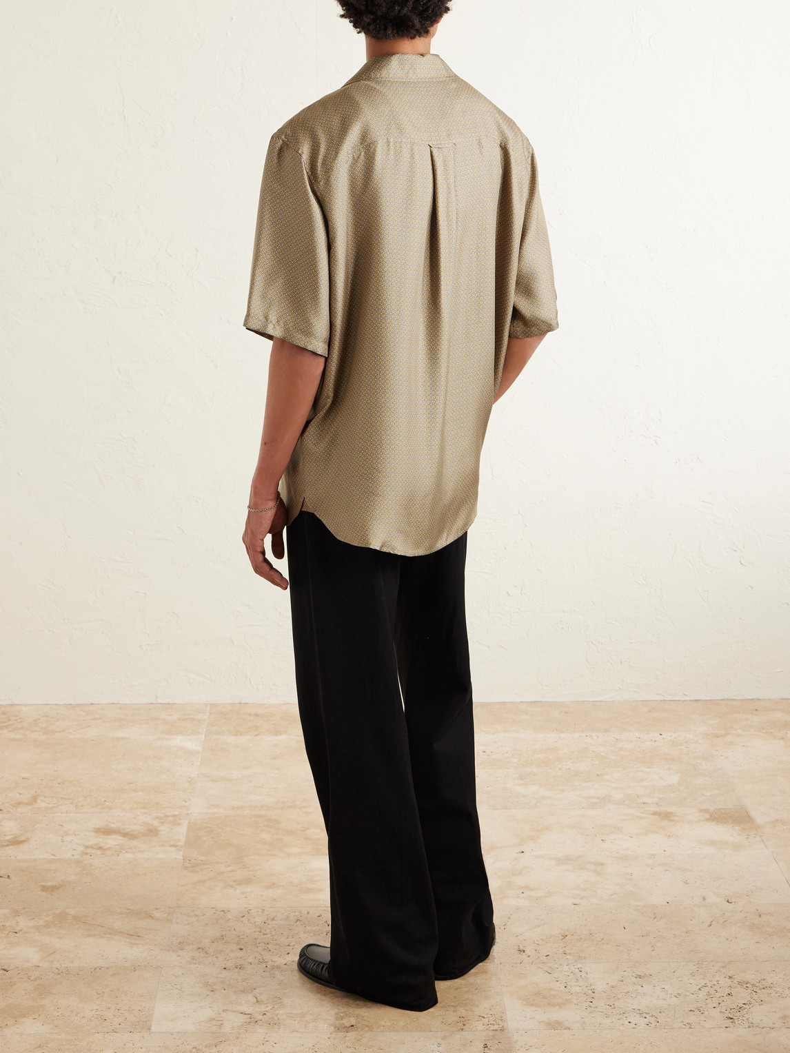 Camp-Collar Printed Silk-Voile Shirt