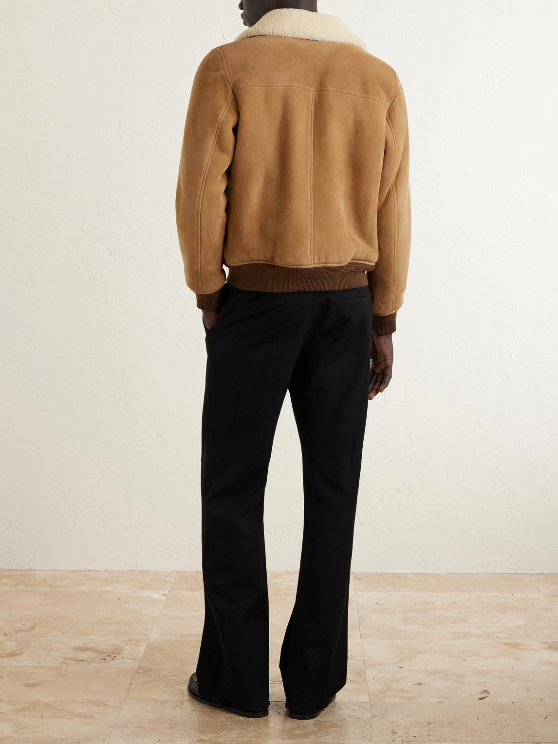  Saint Laurent - Shearling Blouson Jacket - Men - Brown - It 50 