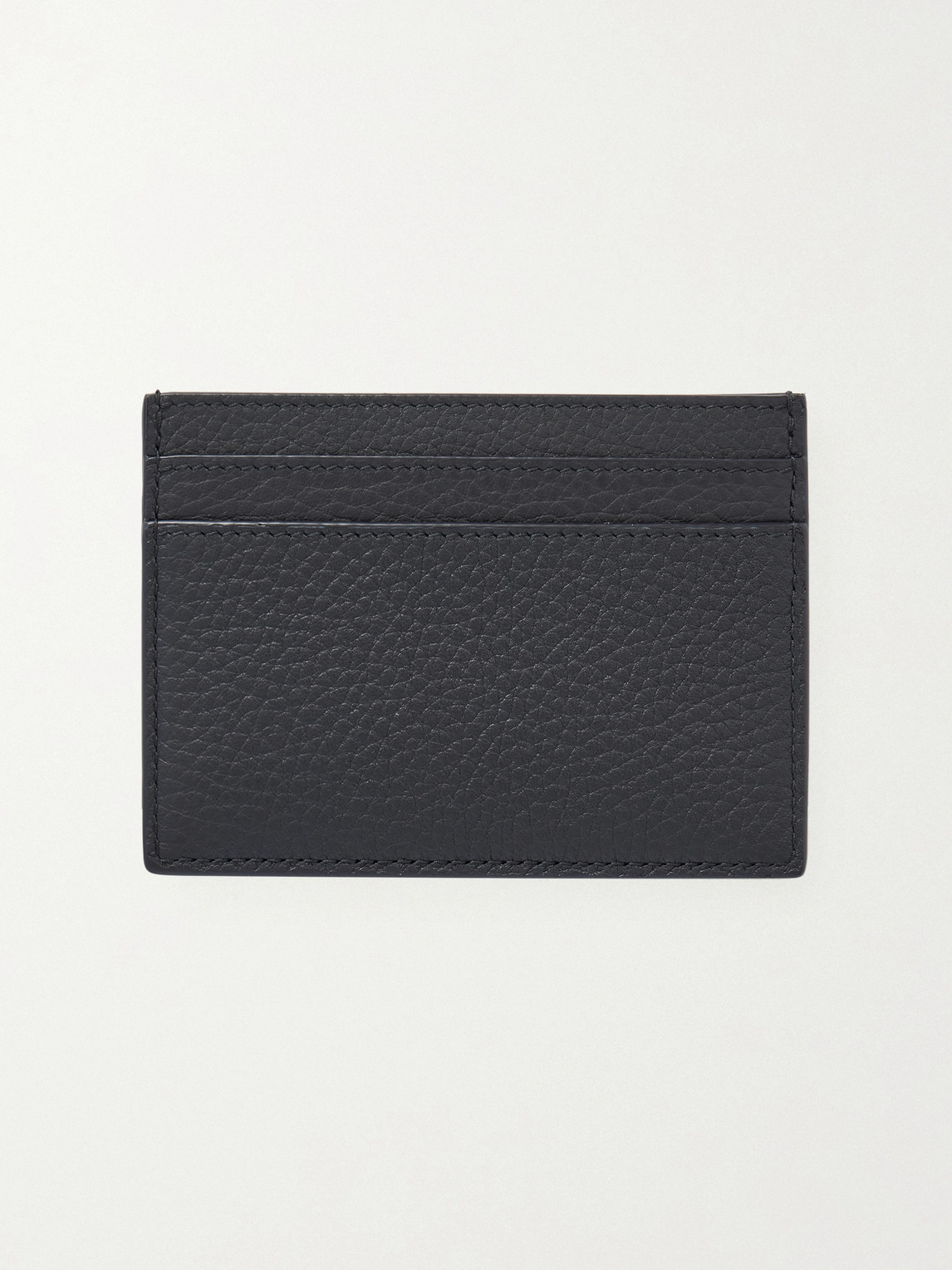 Saint Laurent Tiny Cassandre Card Case In Grained Leather In Black