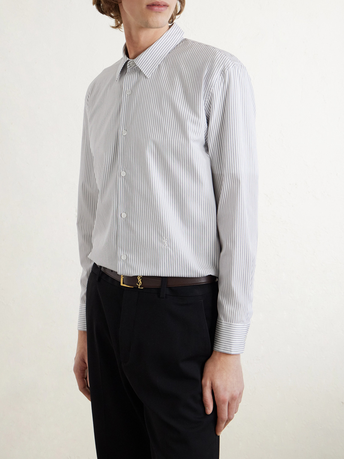 Pinstriped Cotton-Poplin Shirt