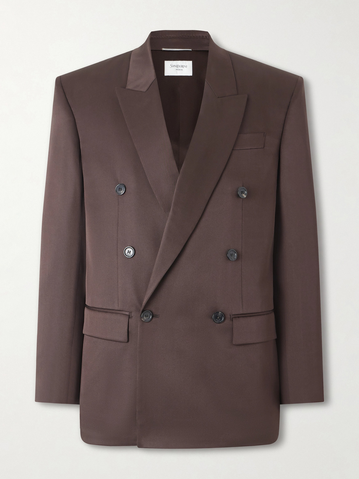 Saint Laurent Double-Breasted Silk Blazer IT 52