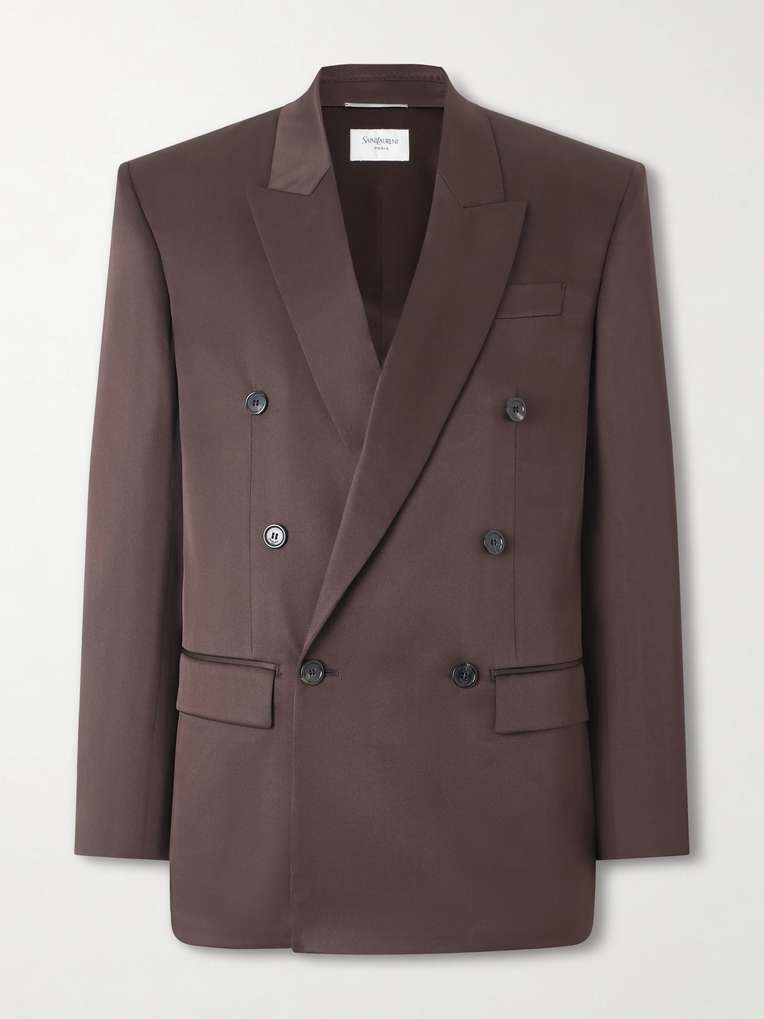 SAINT LAURENT Double-Breasted Silk Blazer