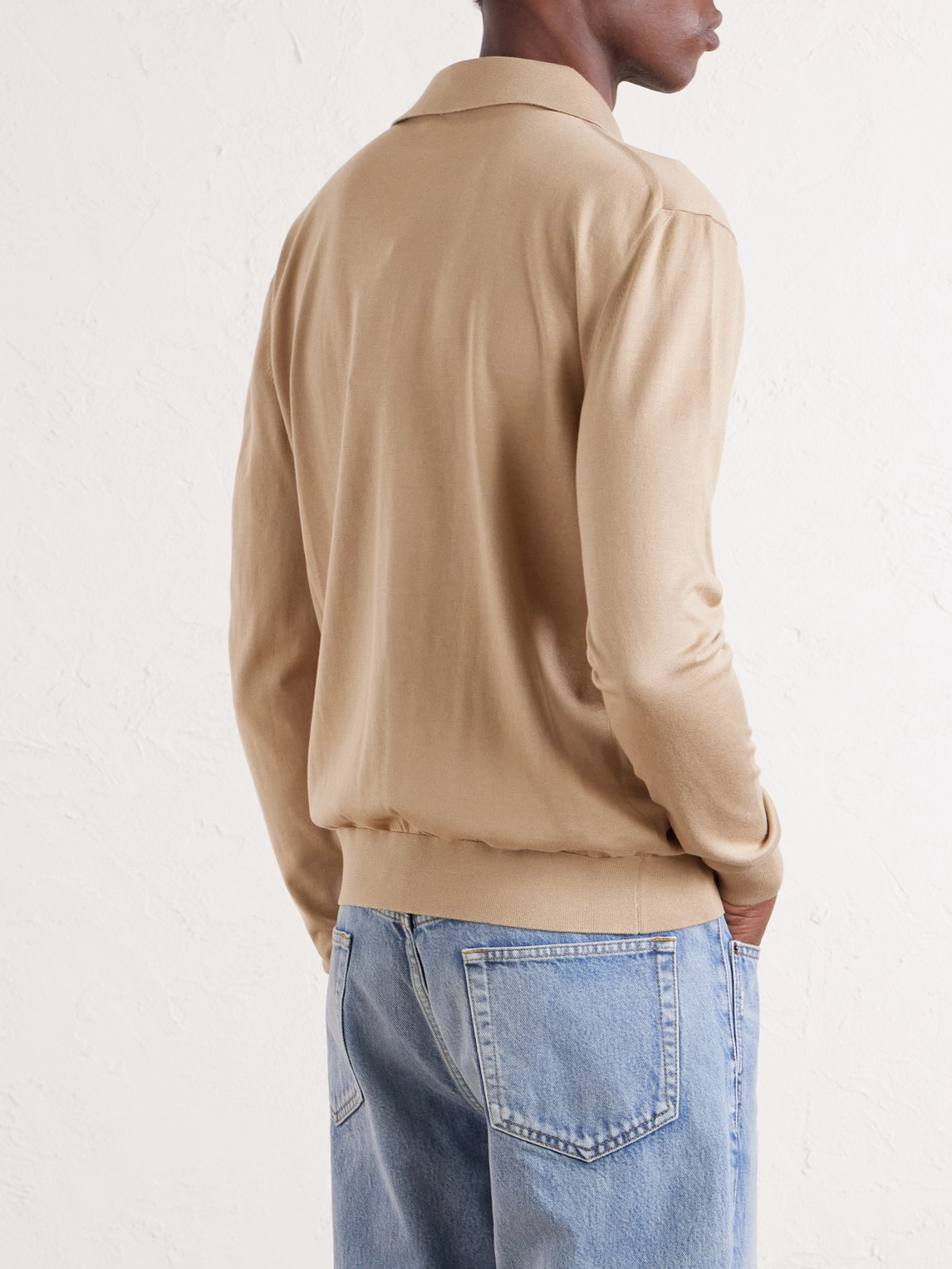  Saint Laurent - Silk And Cotton-blend Polo Sweater - Men - Neutrals - M 