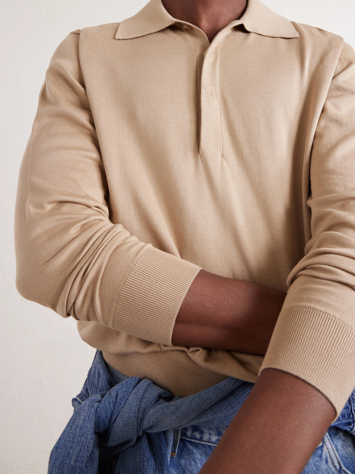 Silk And Cotton-Blend Polo Sweater
