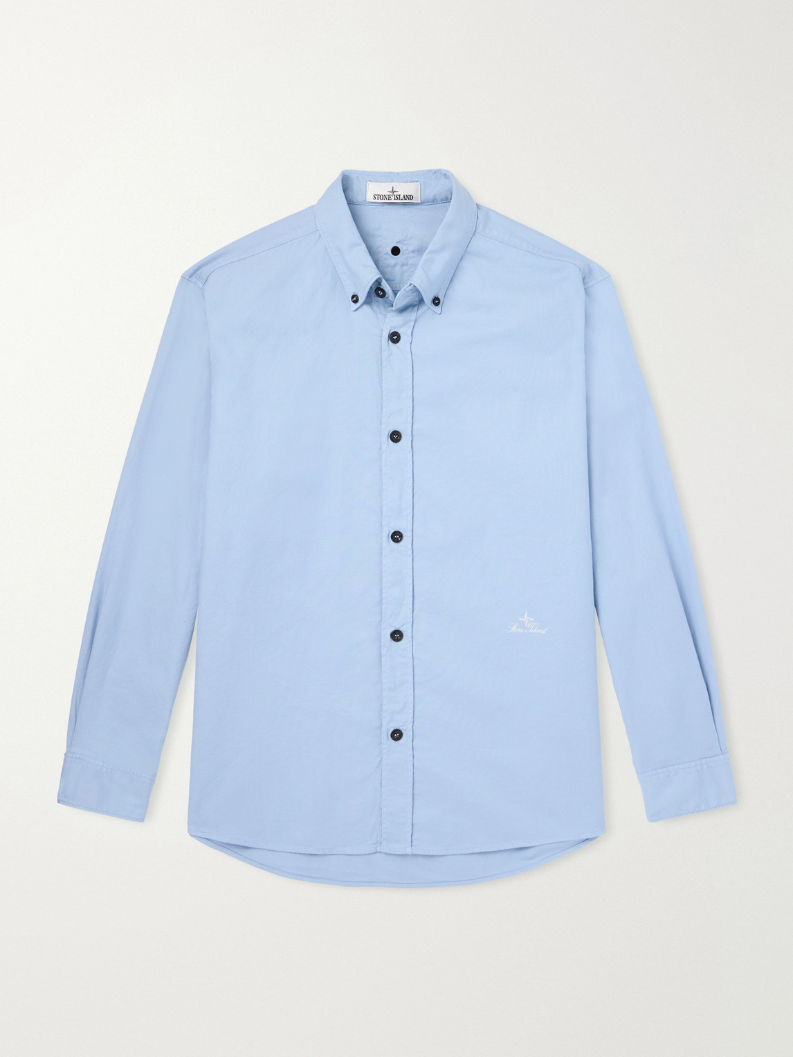 Button-Down Collar Logo-Embroidered Organic Cotton-Tela Shirt