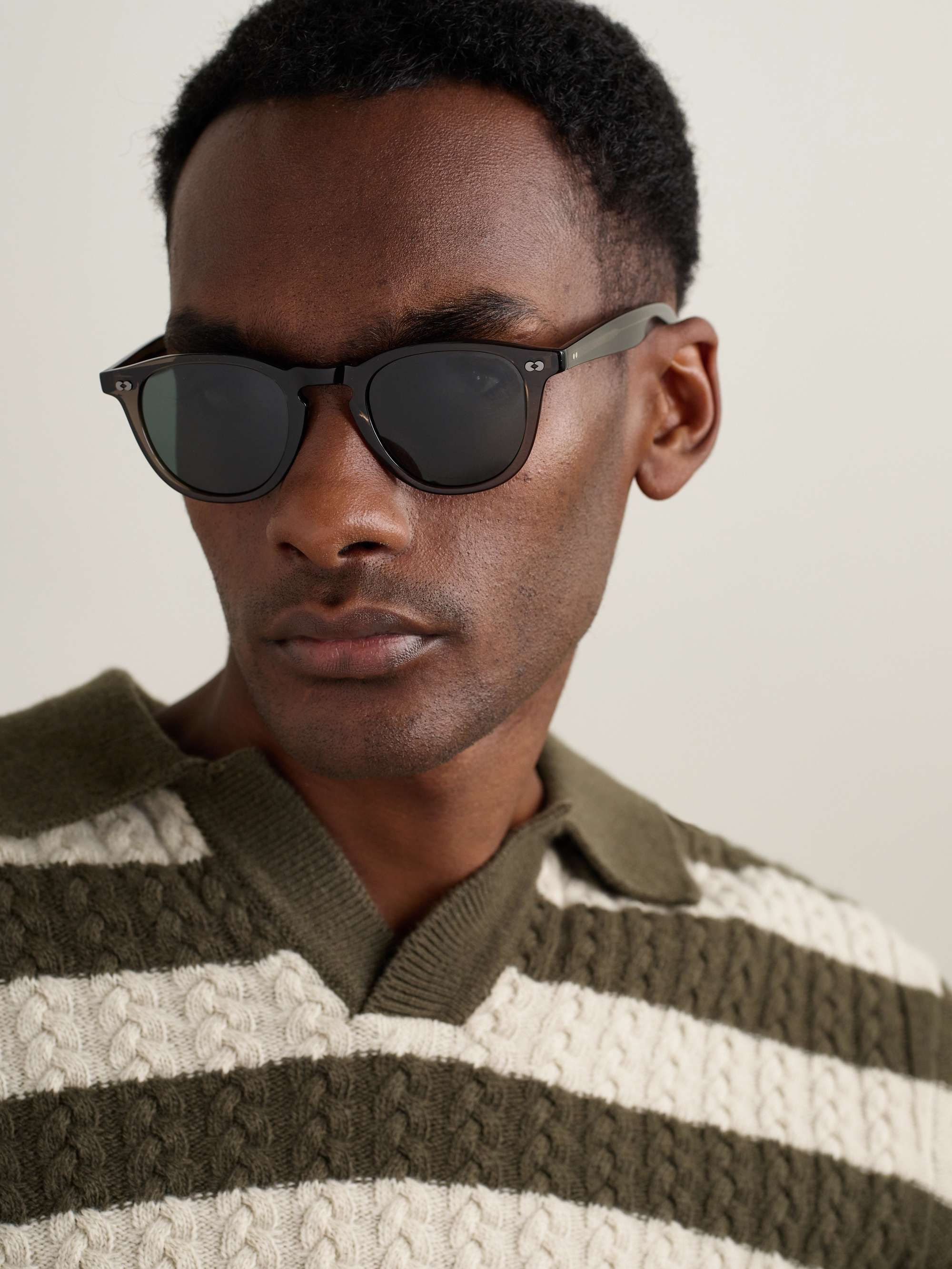 GARRETT LEIGHT CALIFORNIA OPTICAL Hampton X Round-Frame Acetate Sunglasses