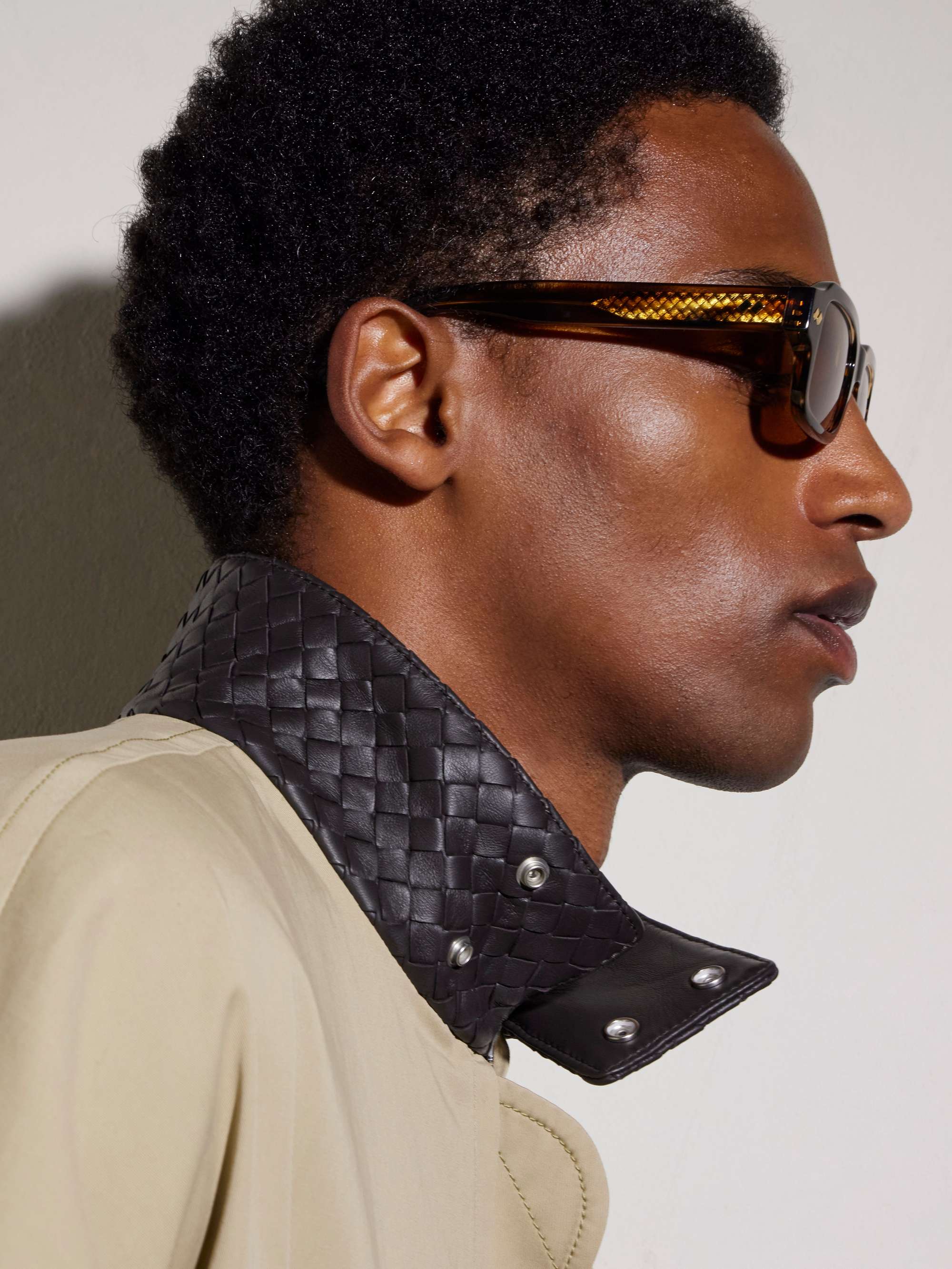 BOTTEGA VENETA EYEWEAR Intrecciato Square-Frame Acetate and Gold