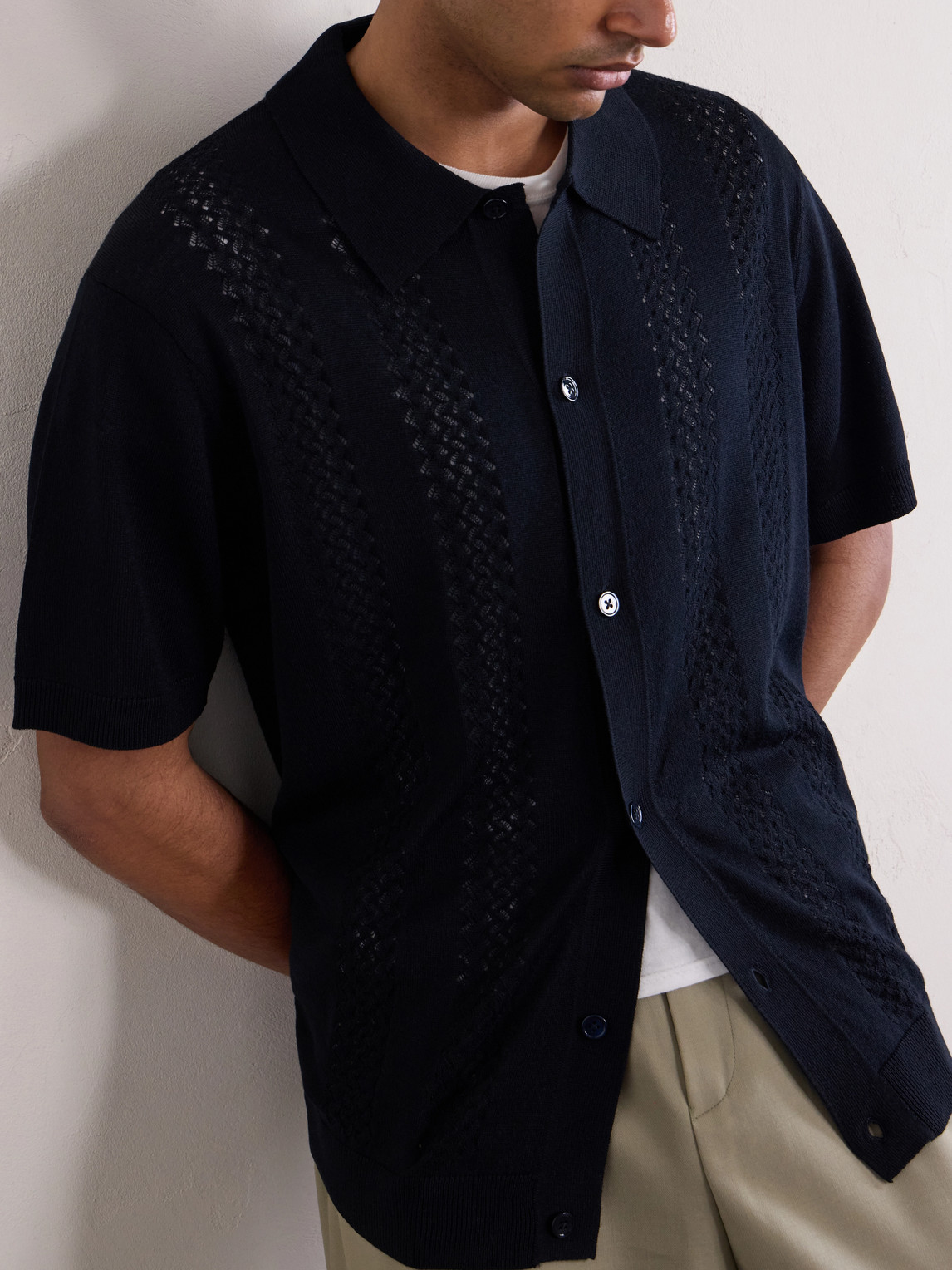 Thor 6584 Open-Knit Wool-Blend Cardigan