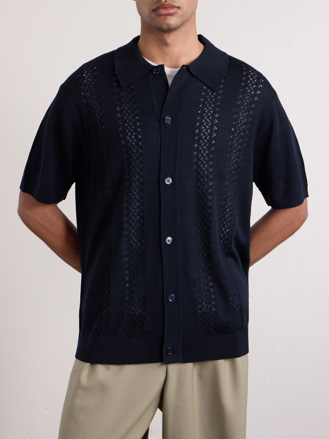 Thor 6584 Open-Knit Wool-Blend Cardigan
